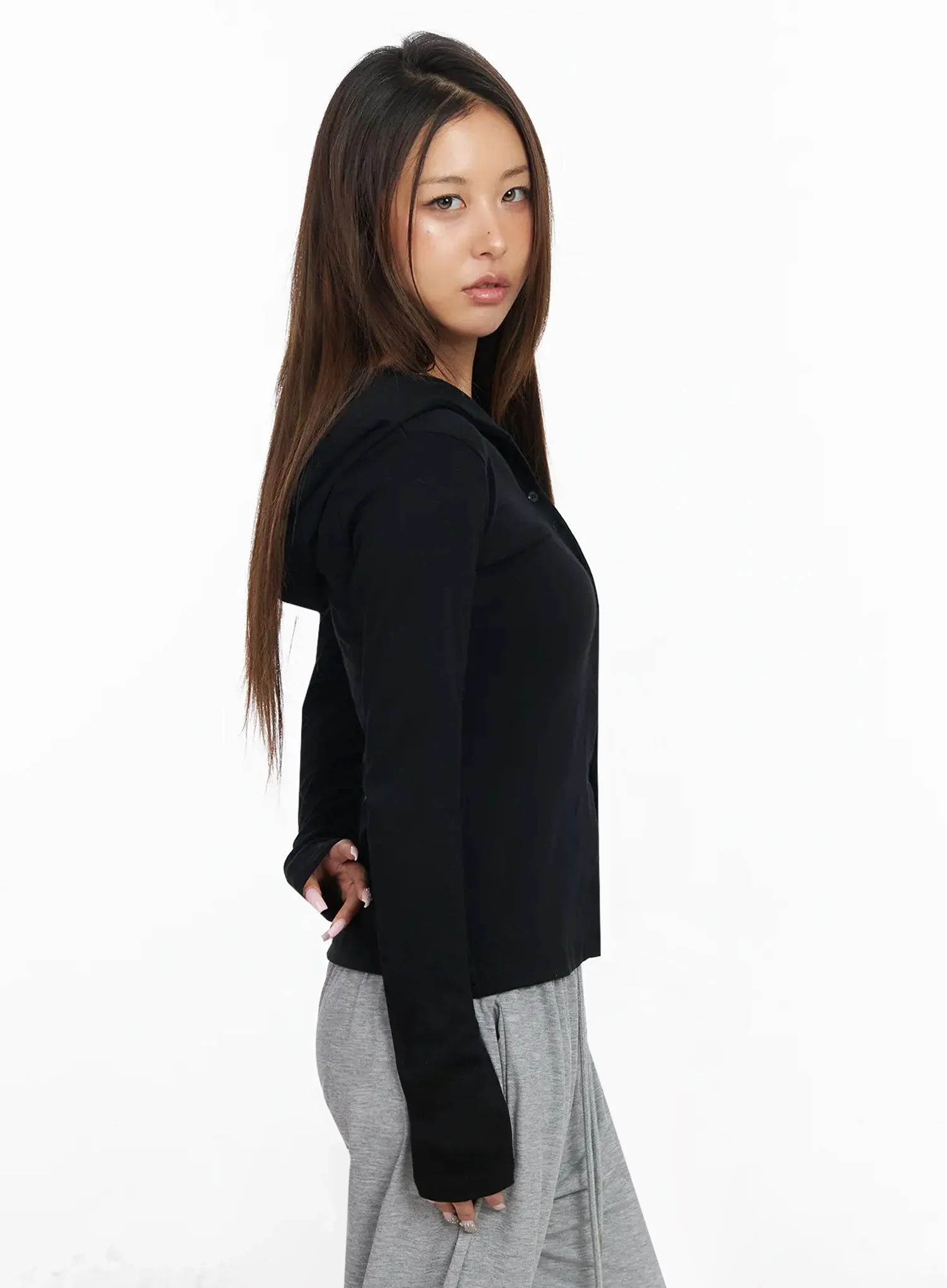Shane Button Slim Fit Hooded Cardigan IY515 - Image 8