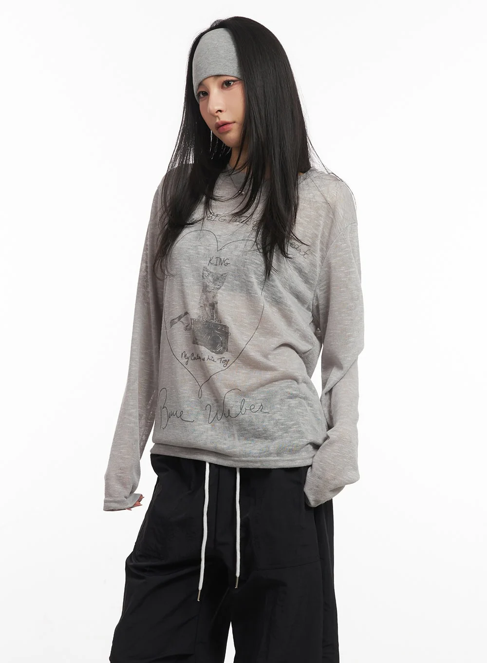 Sheer Art Graphic Long-Sleeve Top CA504 - Image 7