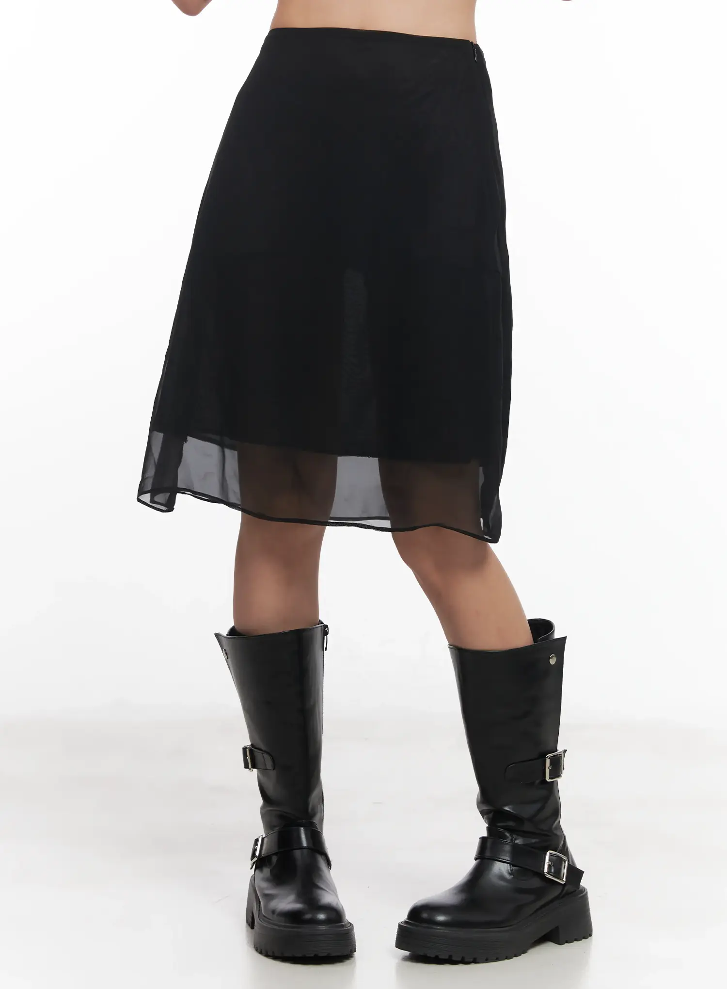 Sheer Chiffon Midi Skirt IU509