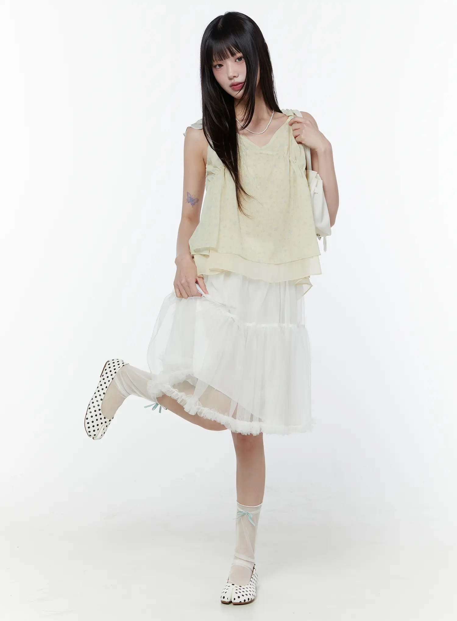 Sheer Flare Midi Skirt CU508