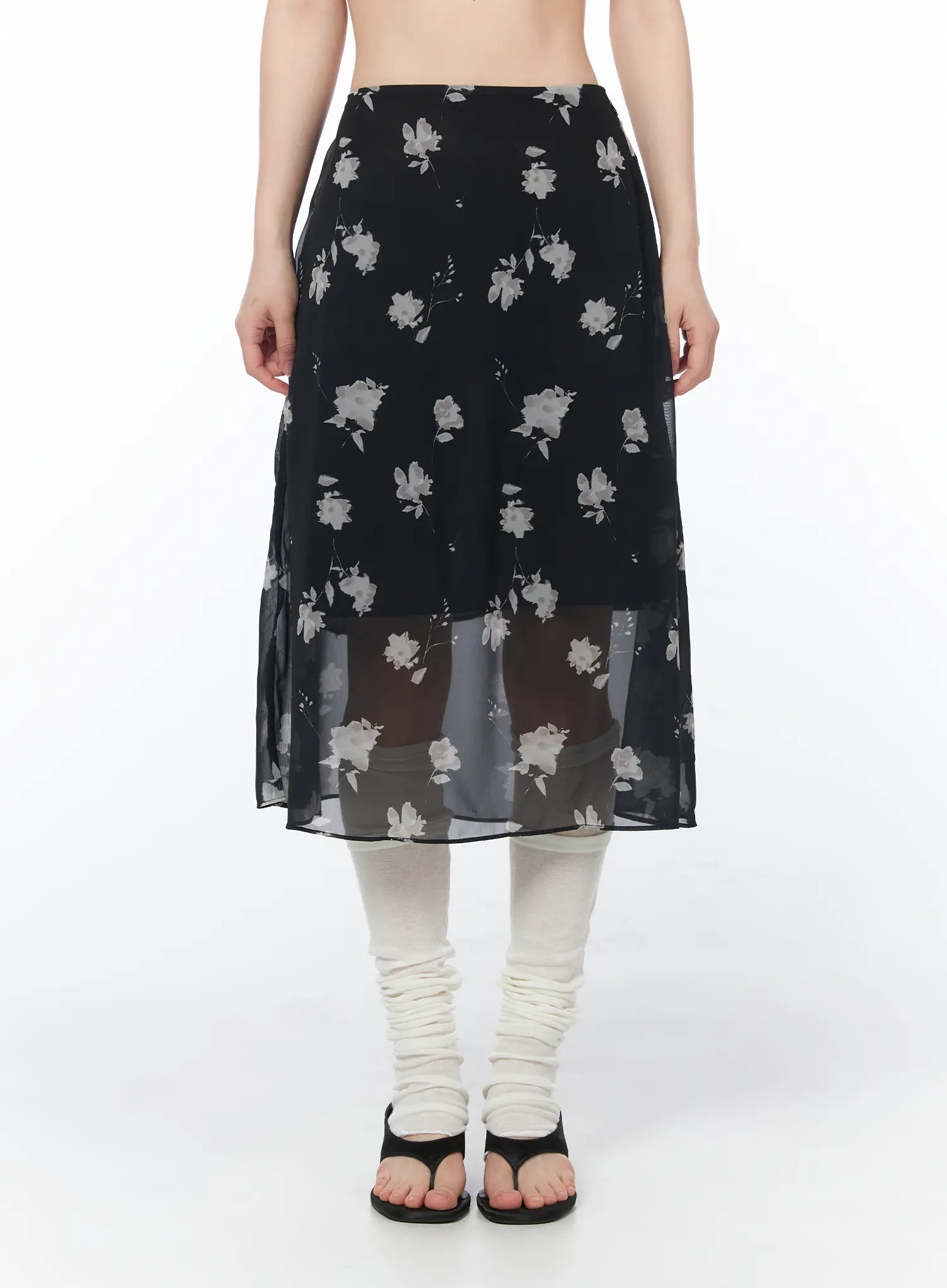 Sheer Floral Midi Skirt CY508 - Image 10