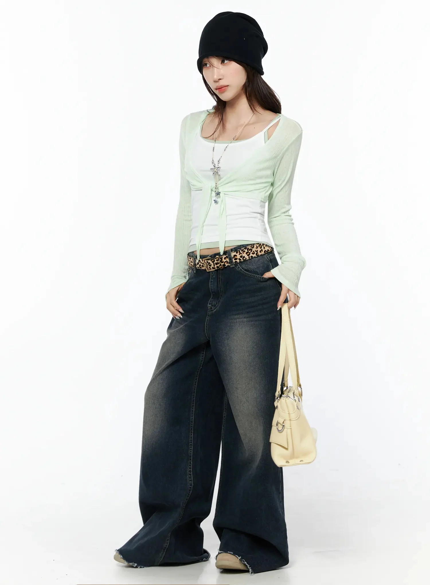 Sheer Front-Tie Wrap Cardigan IU524 - Image 12
