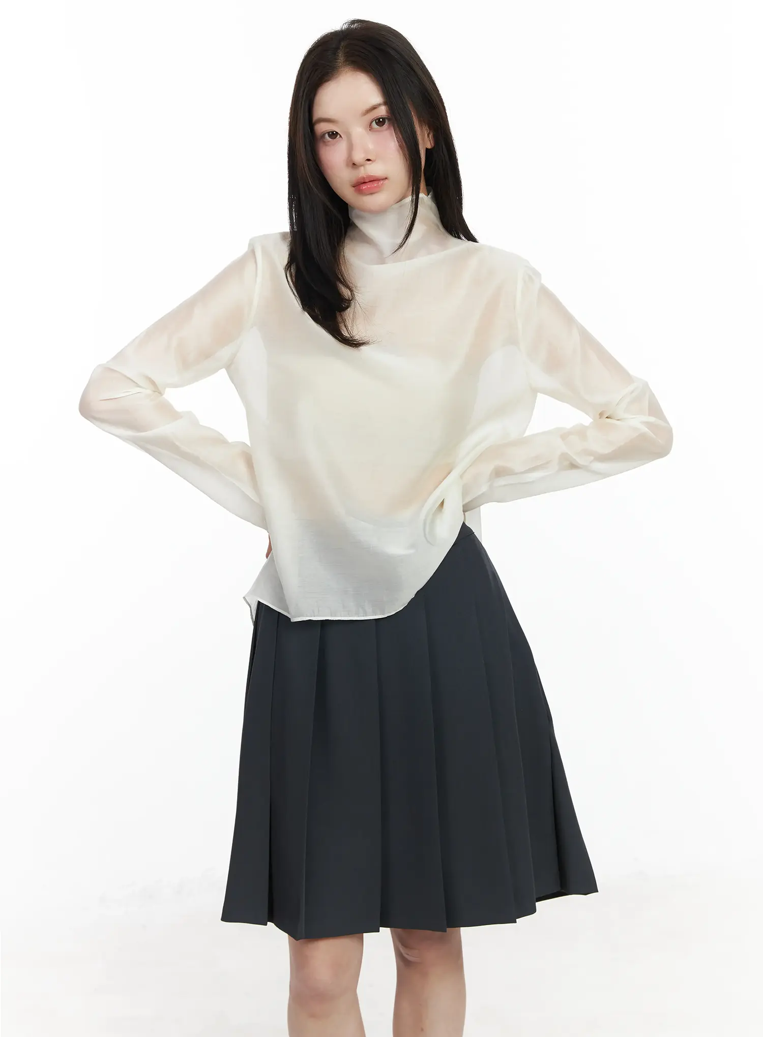 Sheer High Neck Blouse IF524 - Image 2