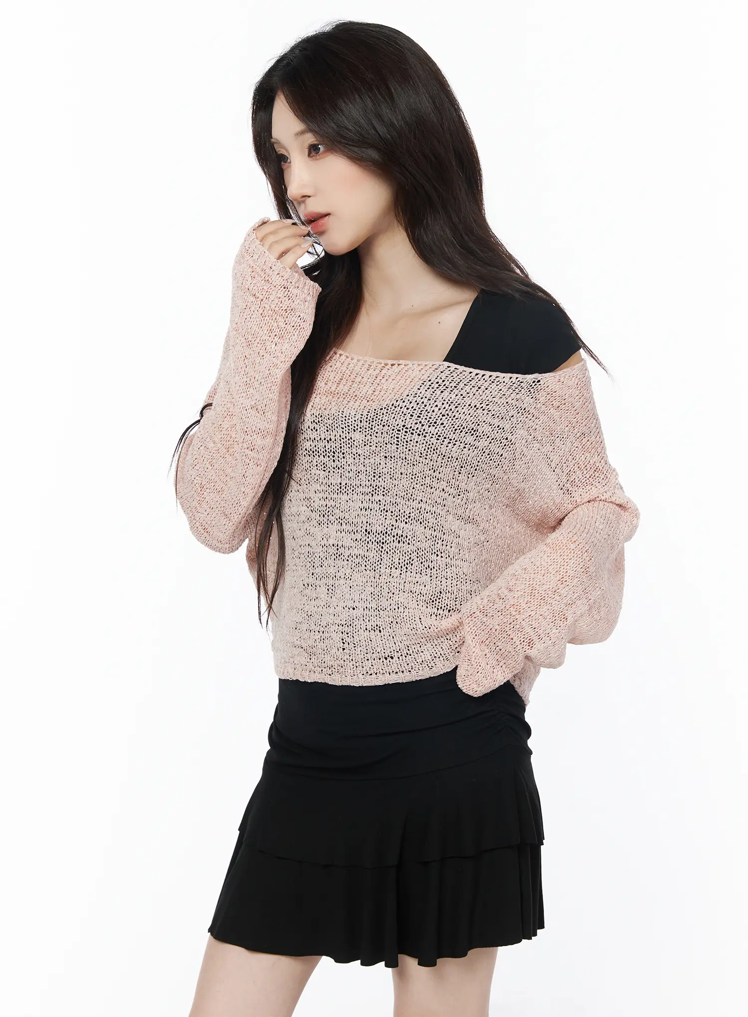 Sheer Knit Relaxed Sweater CU504 - Image 11