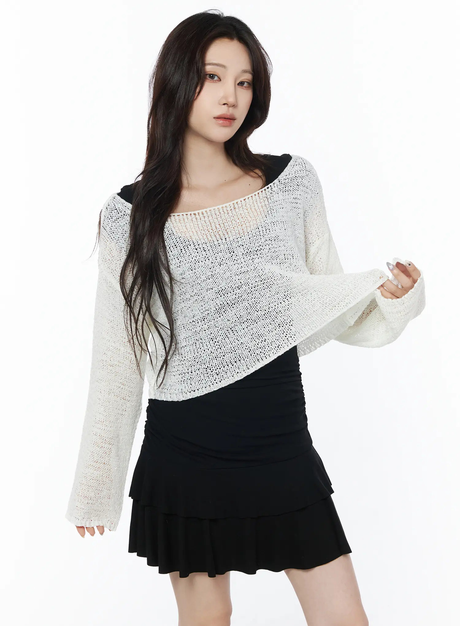 Sheer Knit Relaxed Sweater CU504 - Image 2