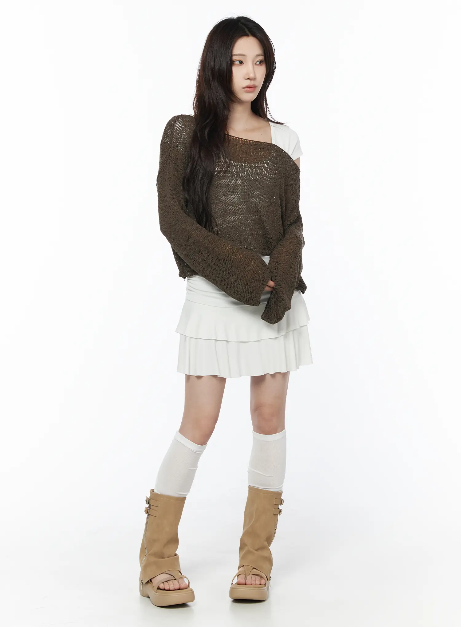 Sheer Knit Relaxed Sweater CU504 - Image 3