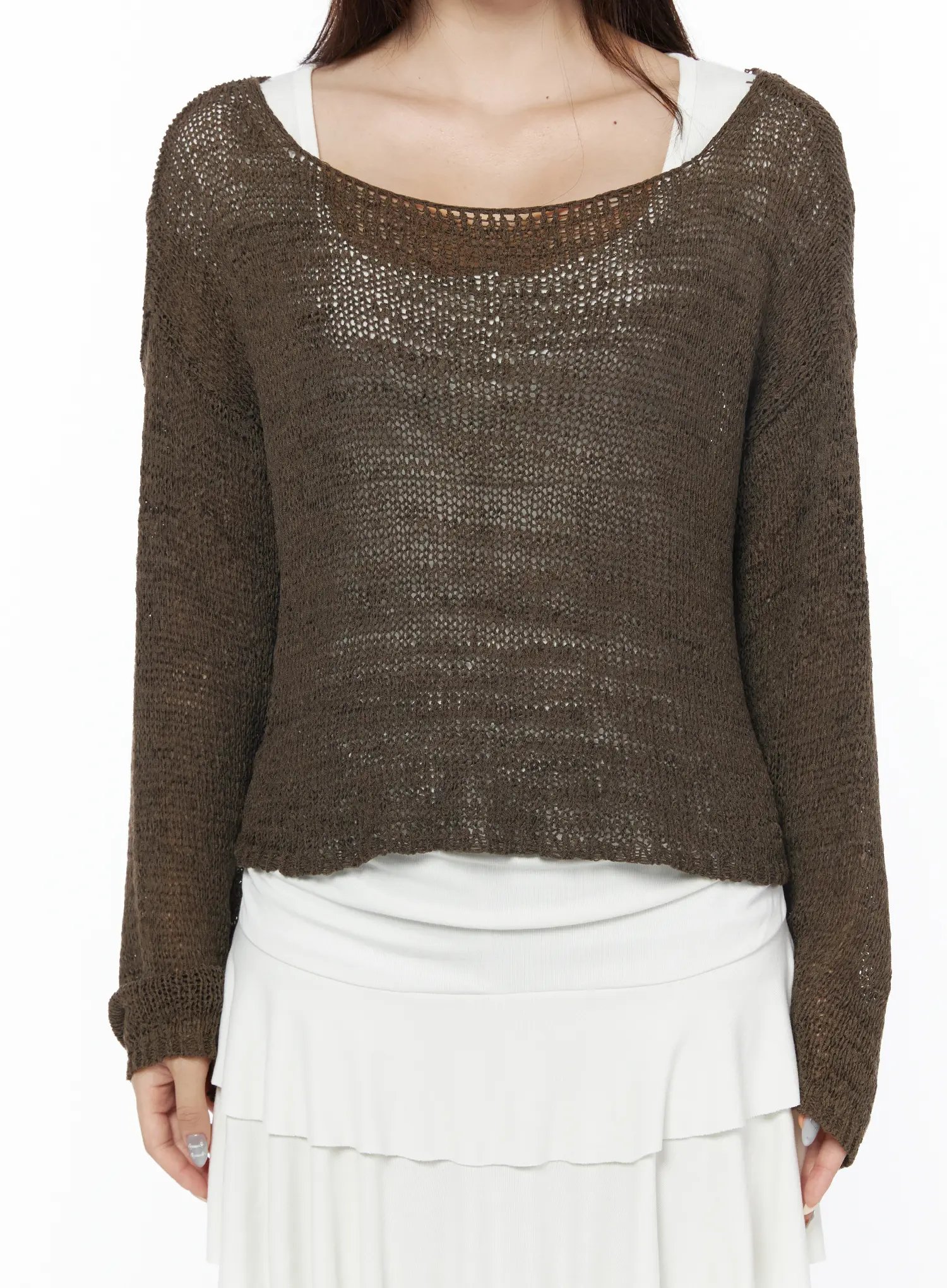 Sheer Knit Relaxed Sweater CU504 - Image 8