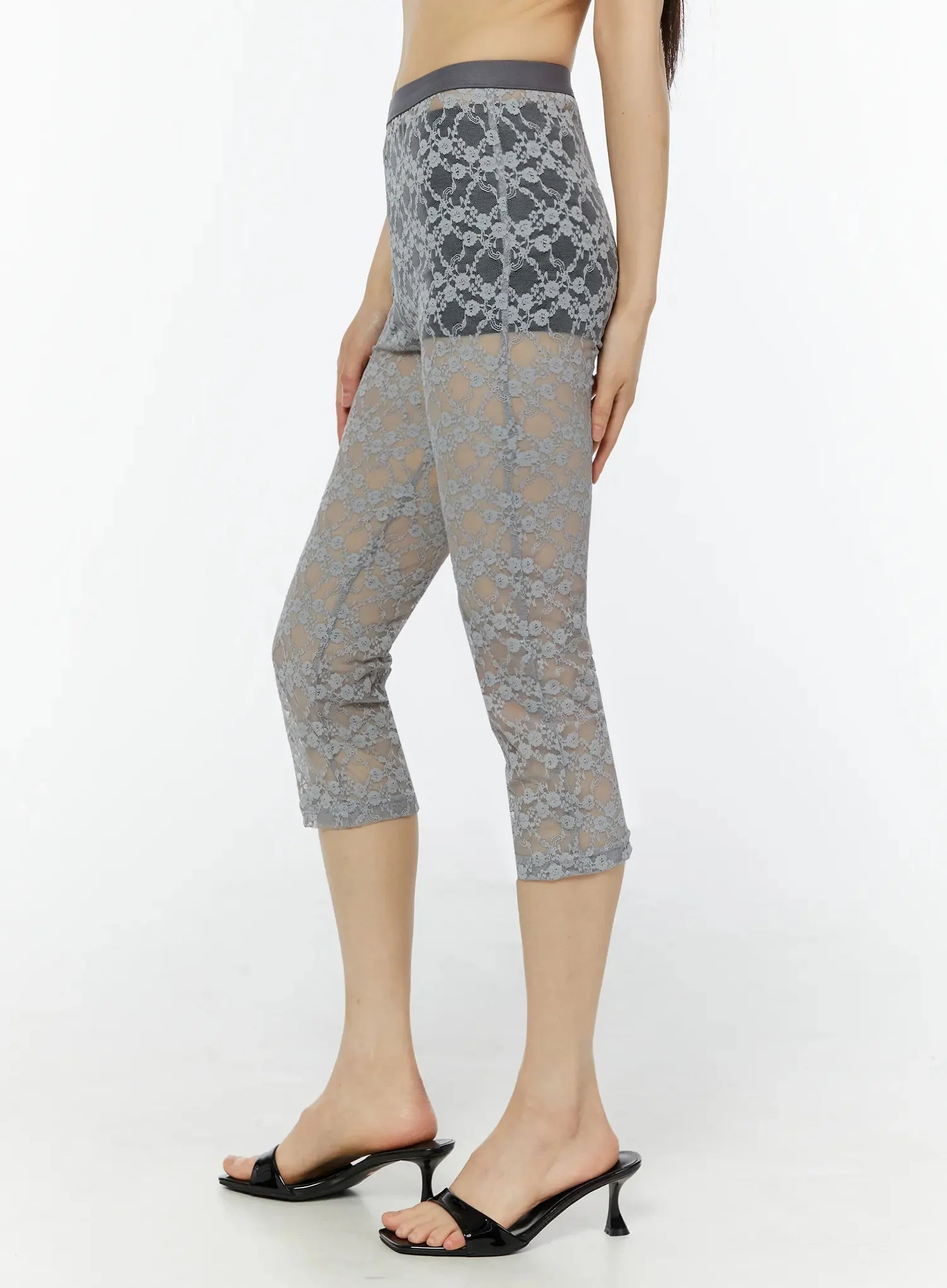 Sheer Lace Capri Leggings IU518 - Image 7