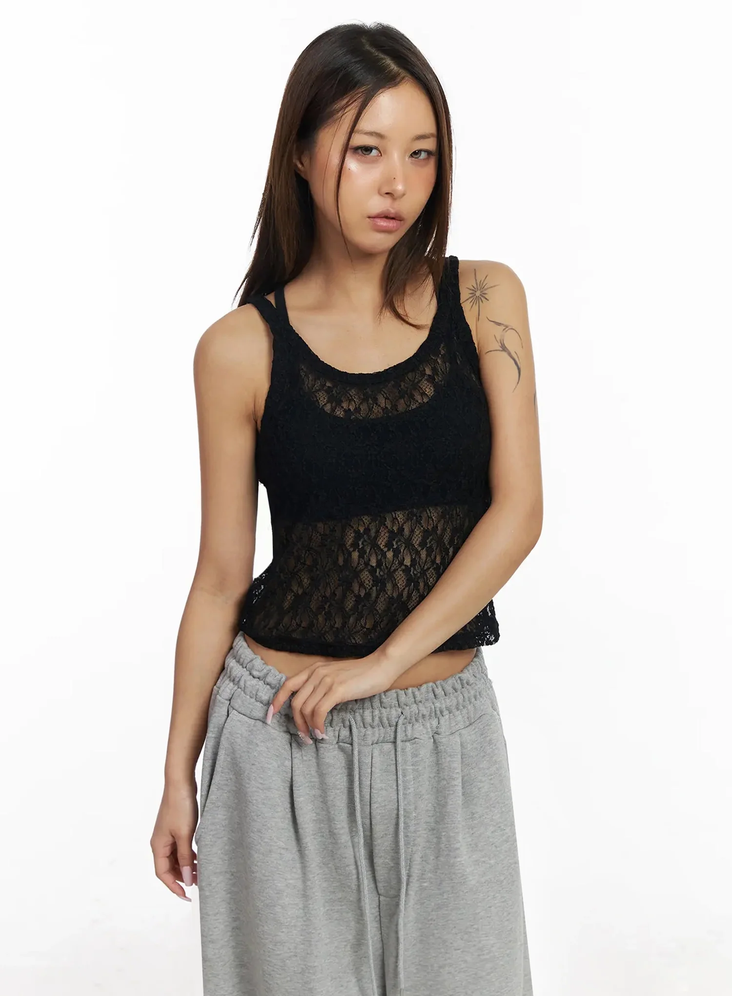 Sheer Lace Crop Tank IY501 - Image 6