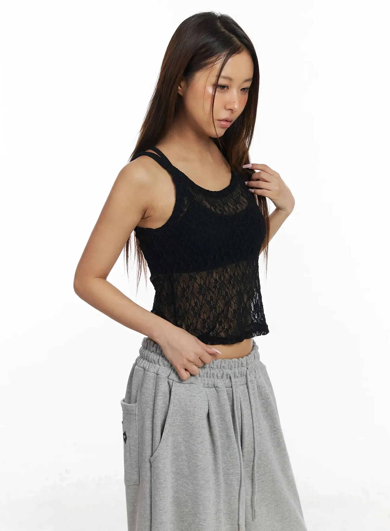 Sheer Lace Crop Tank IY501 - Image 8