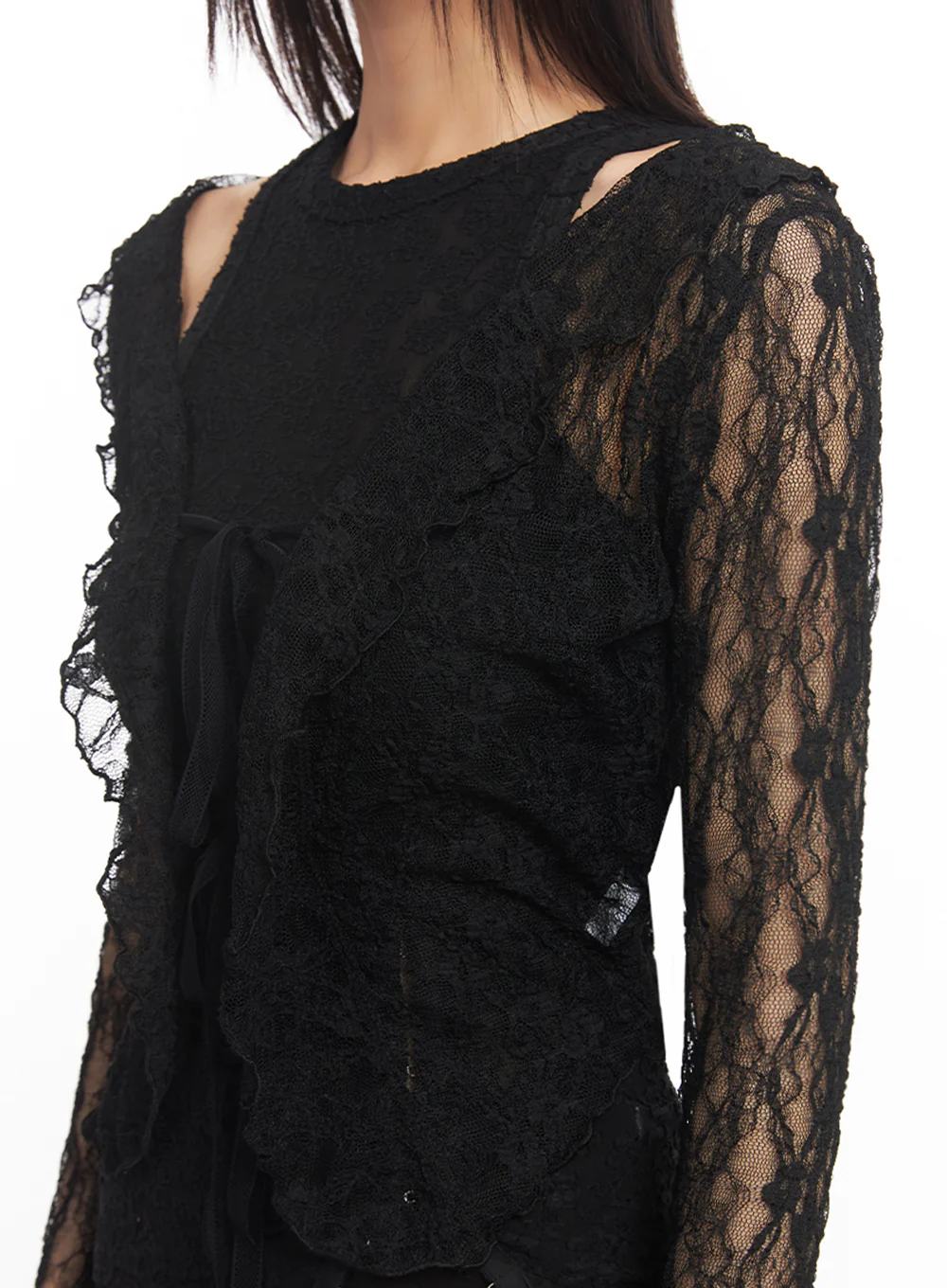 Sheer Lace Strap Cardigan IY502 - Image 5