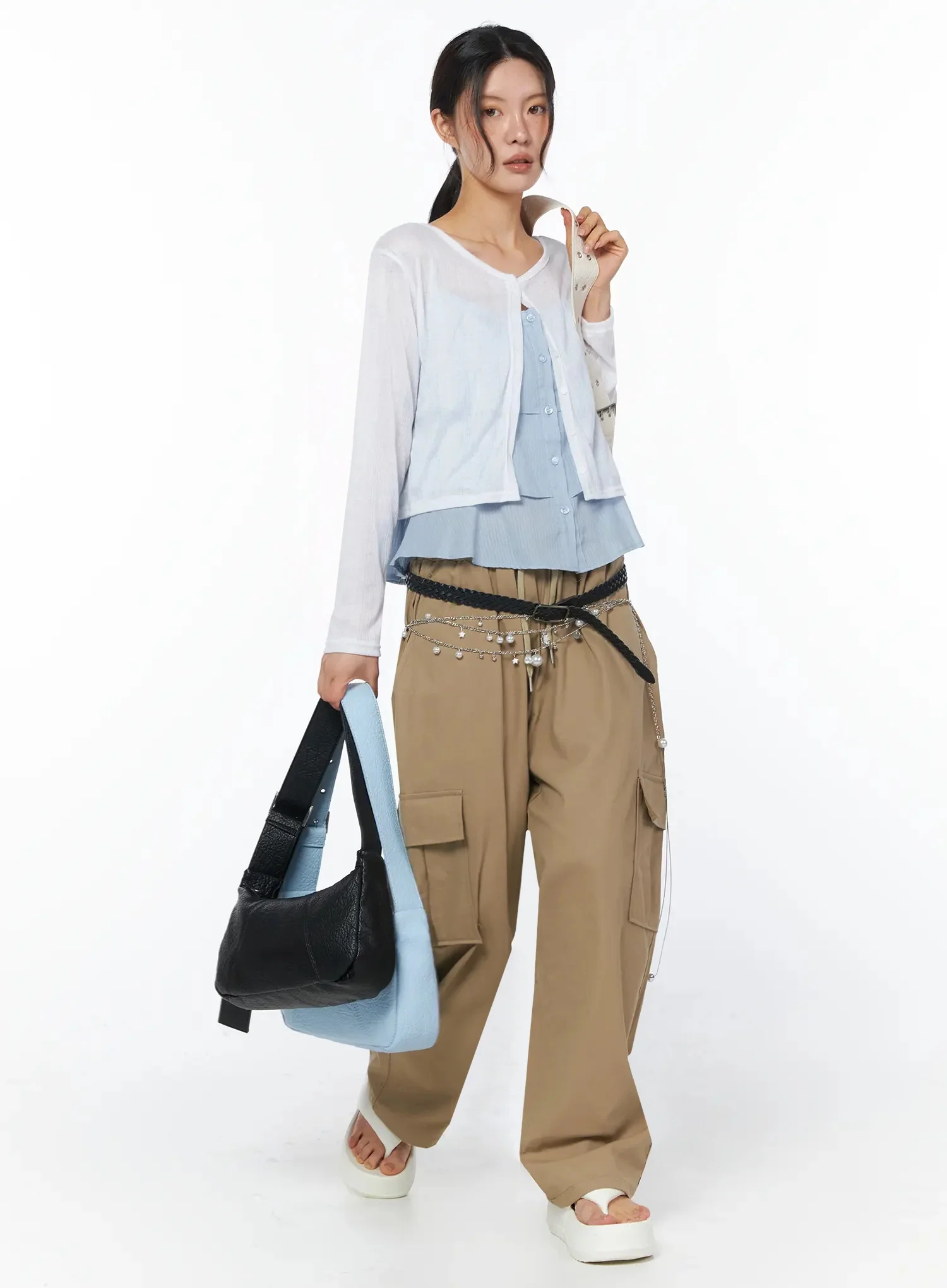 Sheer Layered Loose Cardigan IU509