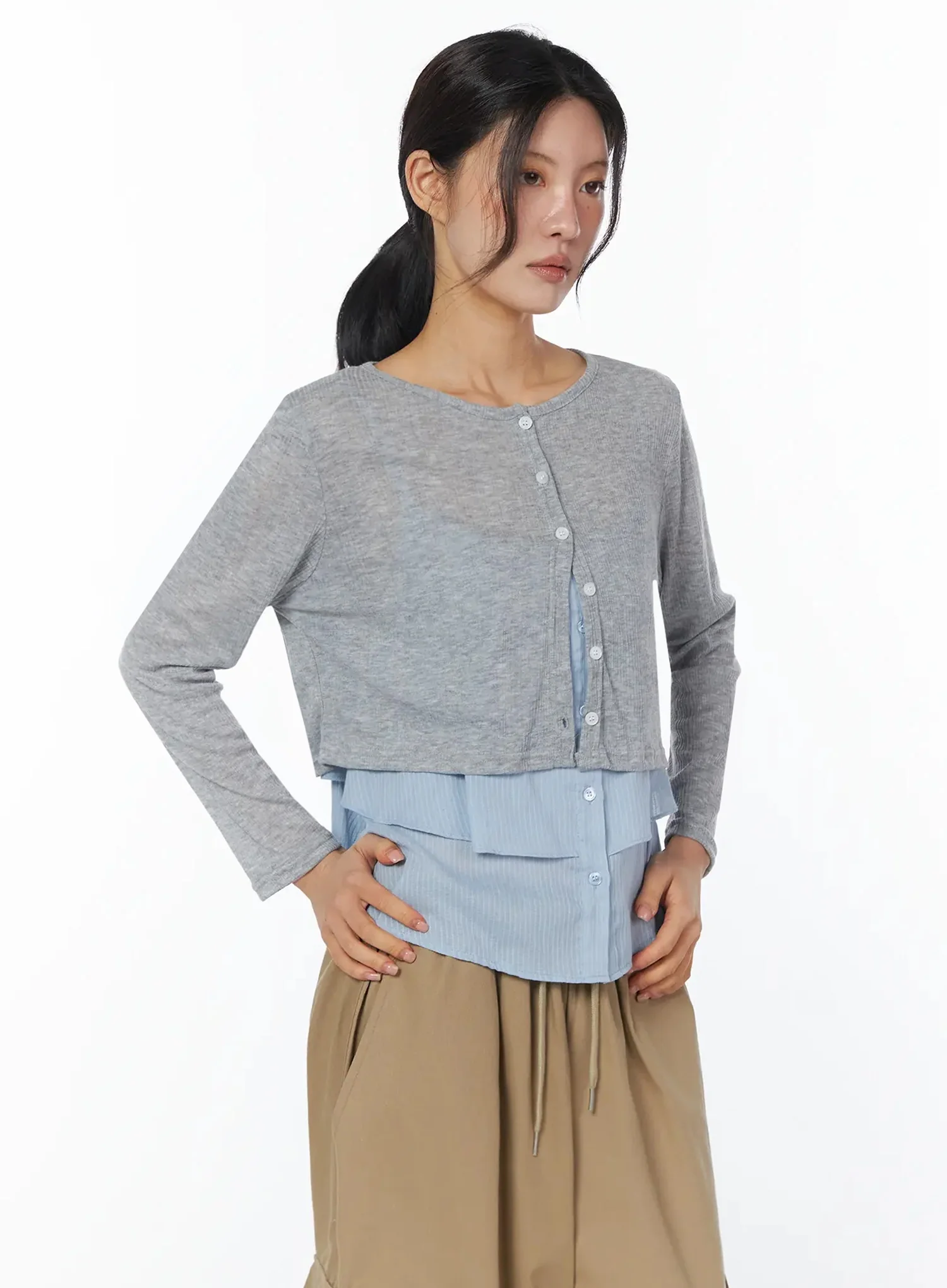 Sheer Layered Loose Cardigan IU509 - Image 11