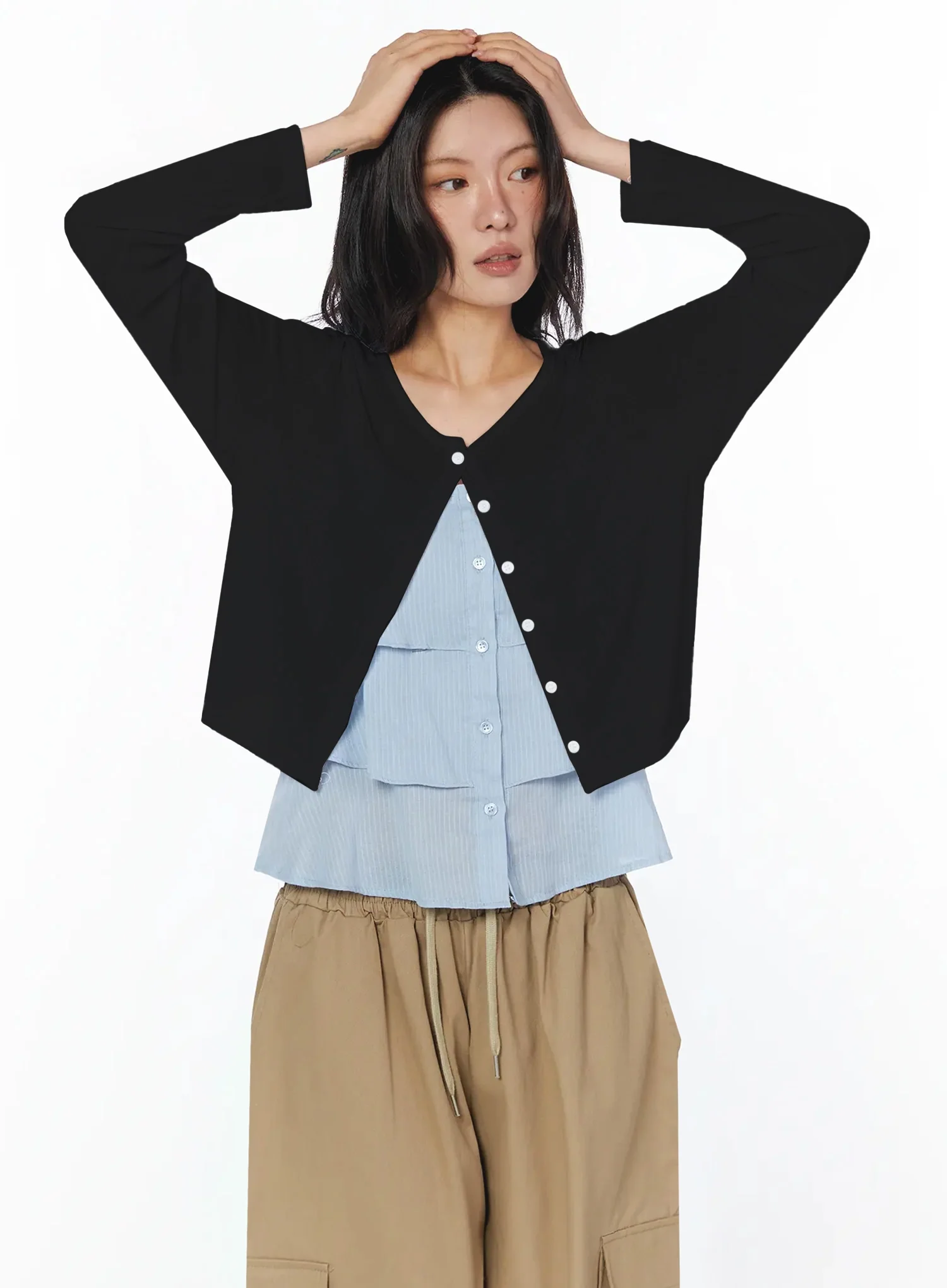 Sheer Layered Loose Cardigan IU509 - Image 12