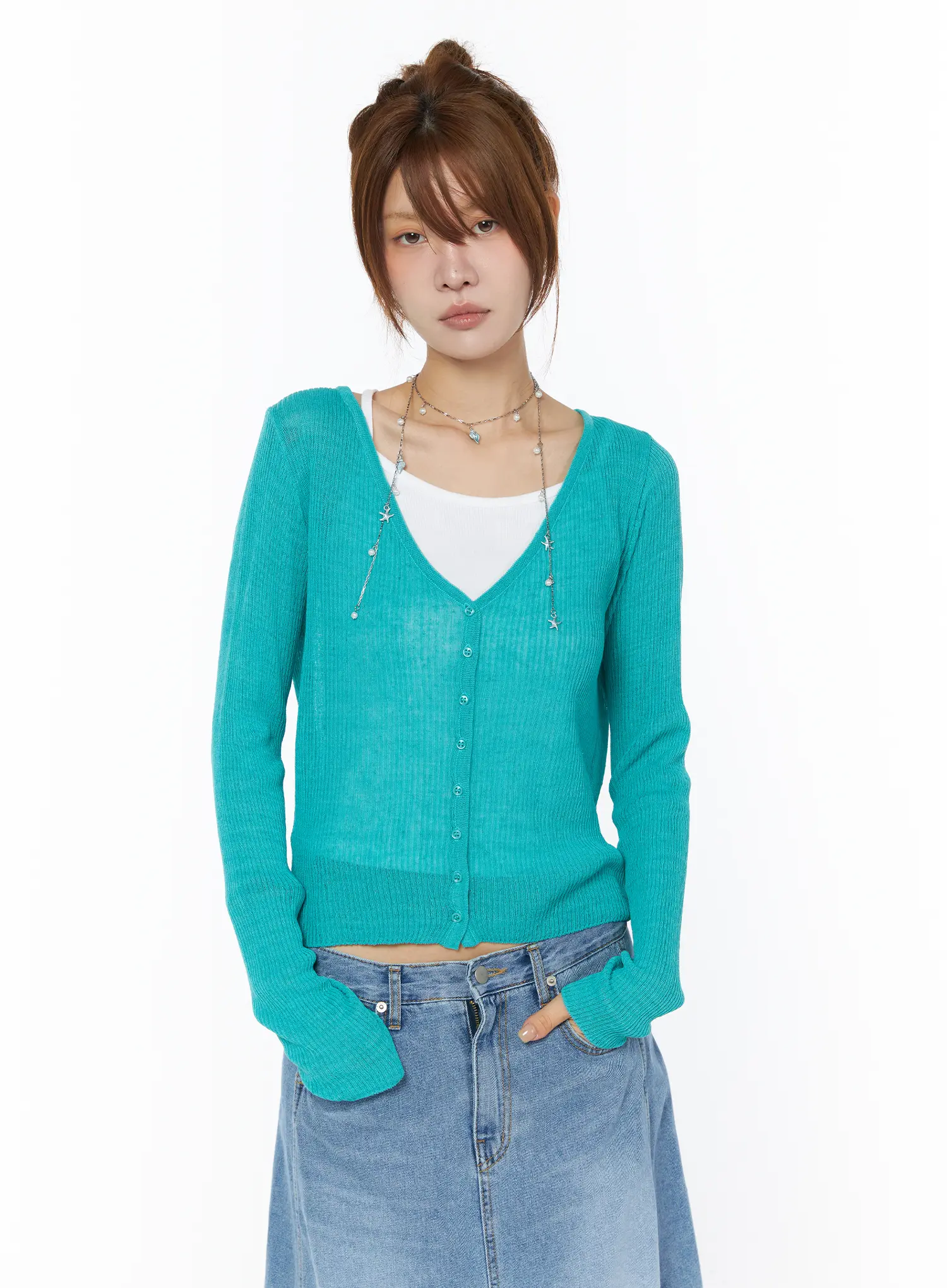 Sheer Linen Cardigan CY528 - Image 2