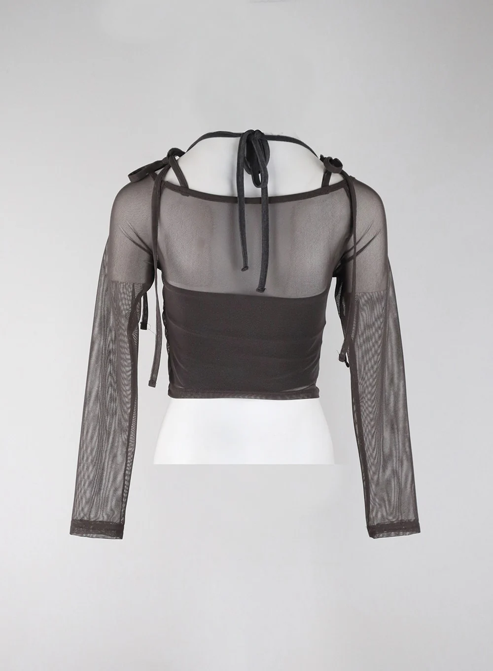 Sheer Long Sleeve Top & Halter Tank Top Set IJ402 - Image 8