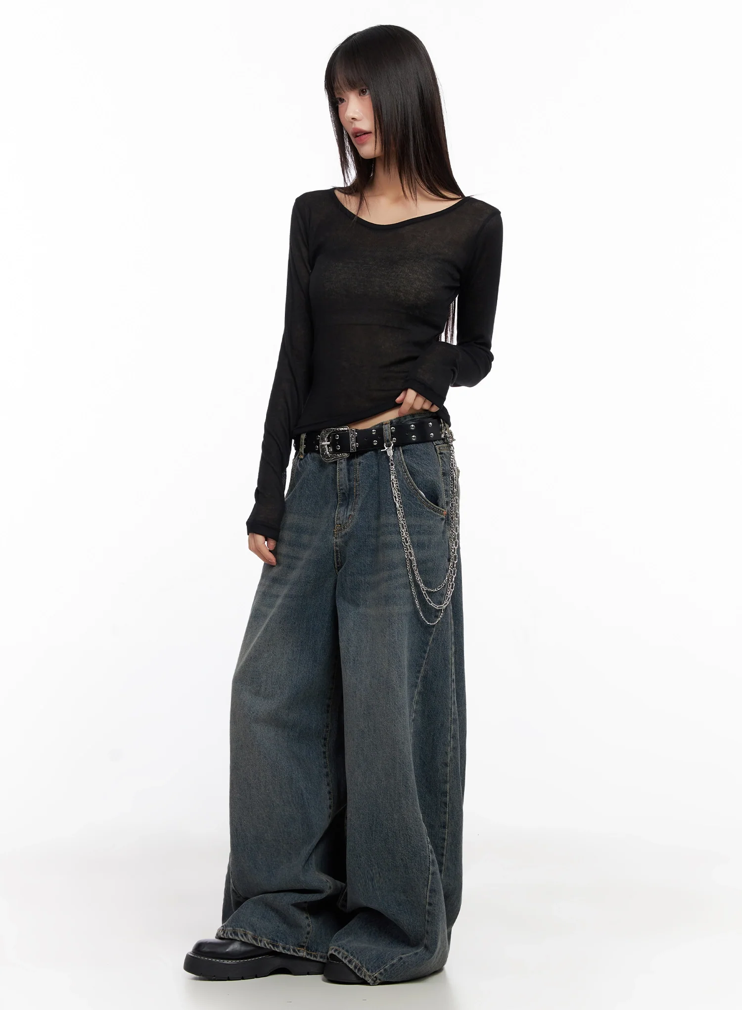 Sheer Long Sleeve Top IN503 - Image 8