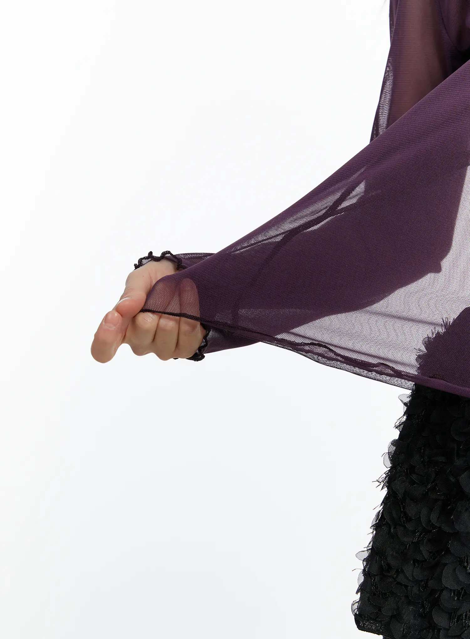 Sheer Mock Neck Long Sleeve Top CF509 - Image 9