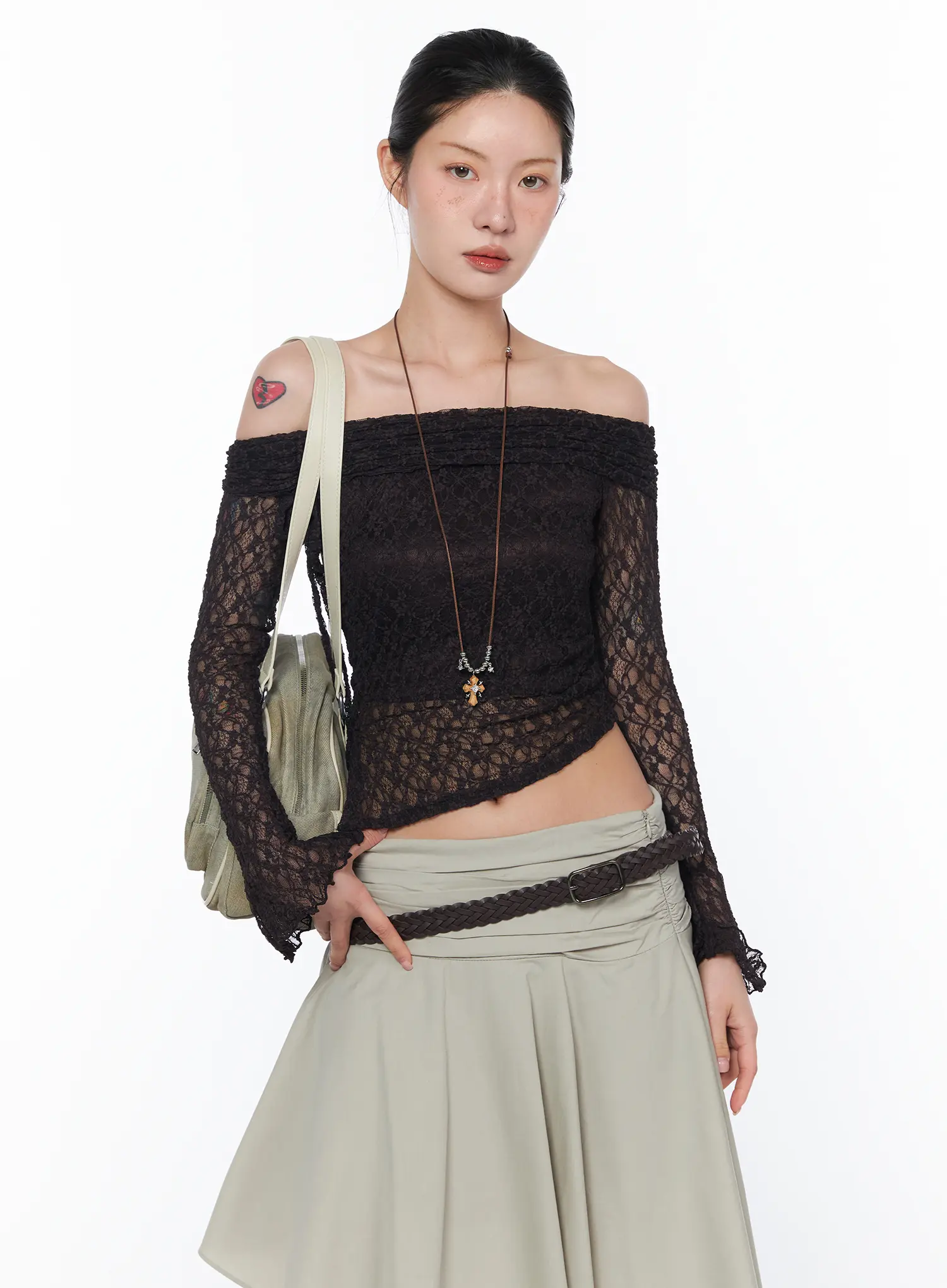 Sheer Off-Shoulder Lace Top CA524