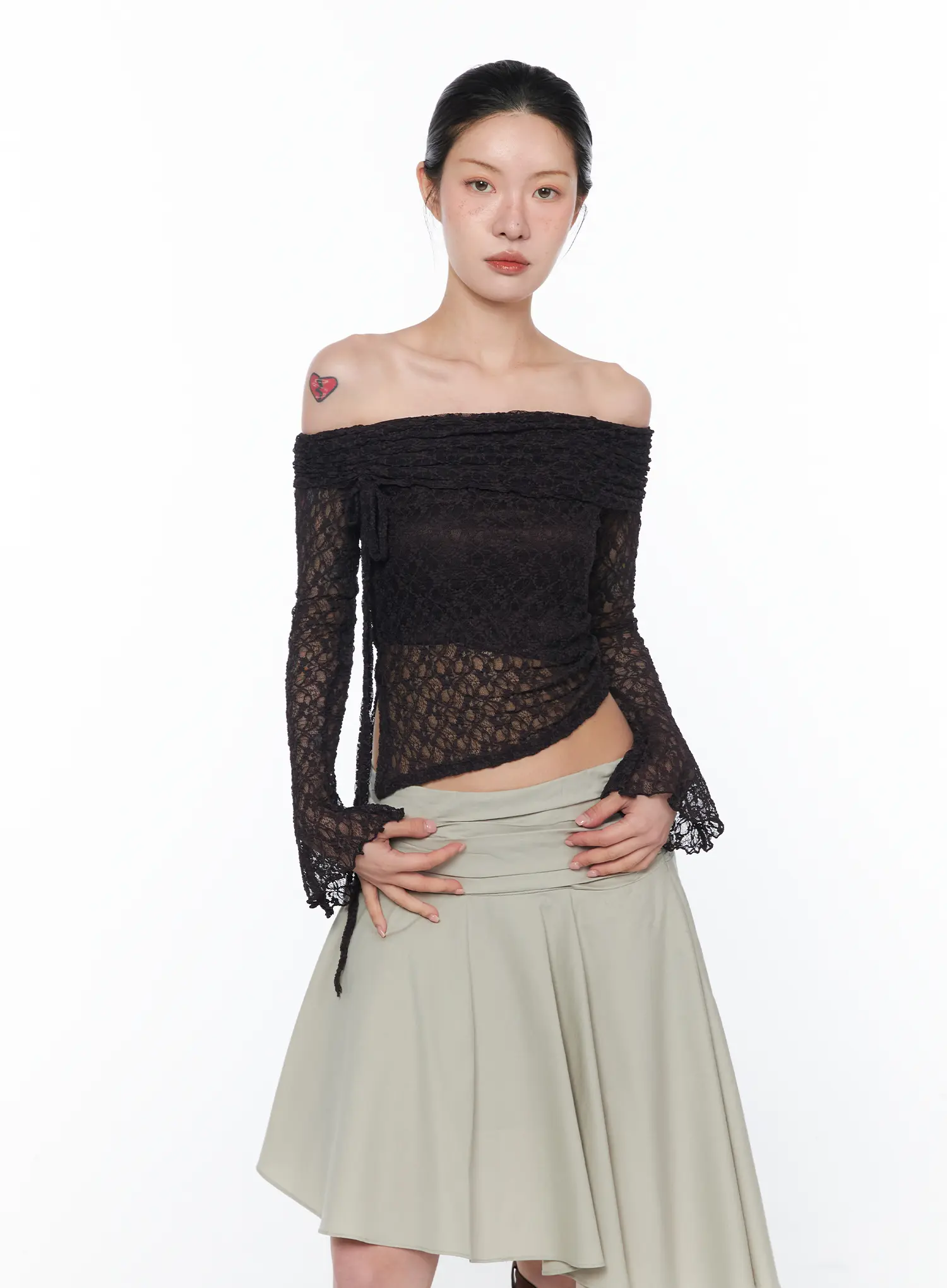 Sheer Off-Shoulder Lace Top CA524 - Image 9