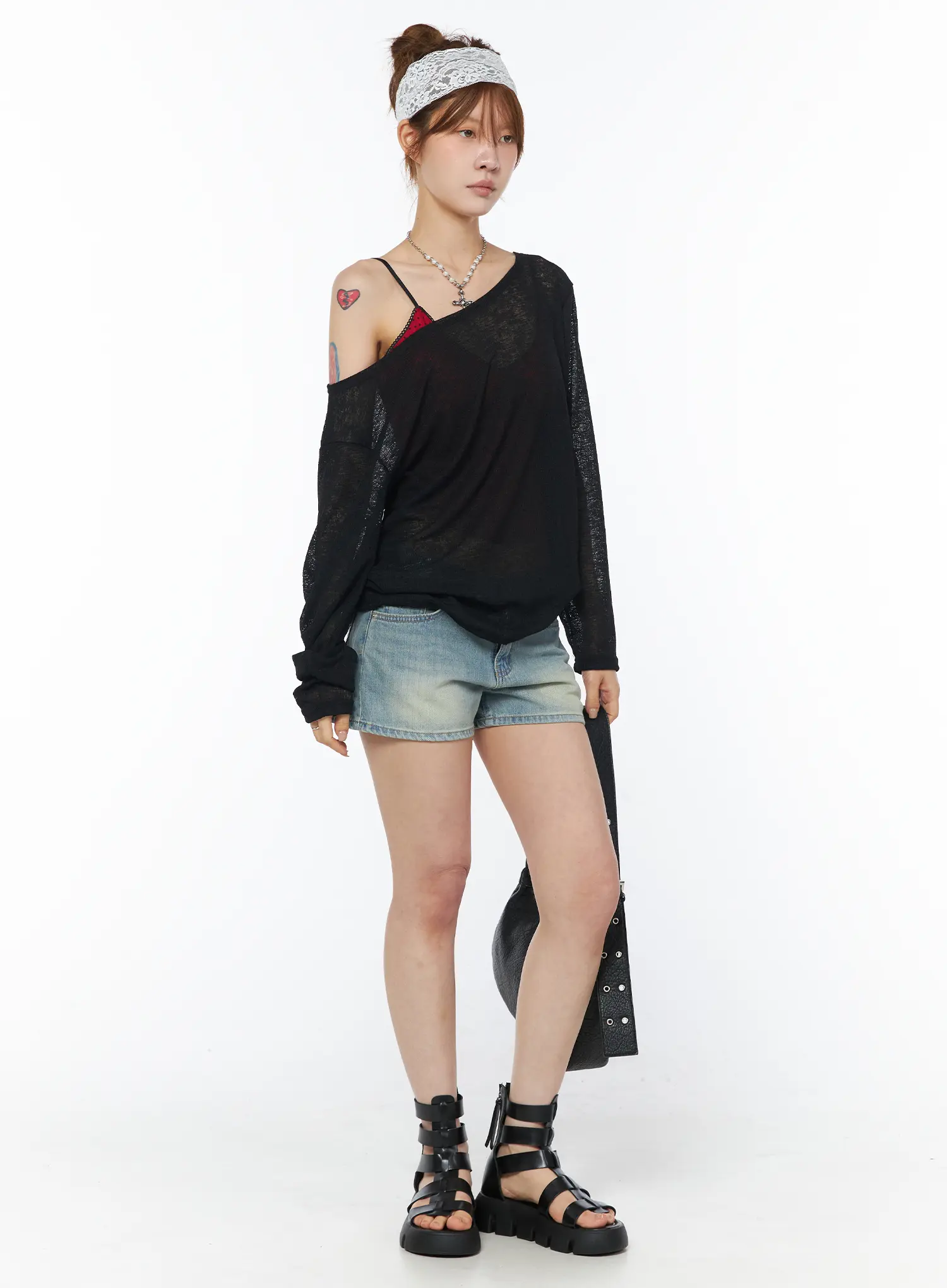 Sheer Off-Shoulder Long Sleeve Top CY528 - Image 6