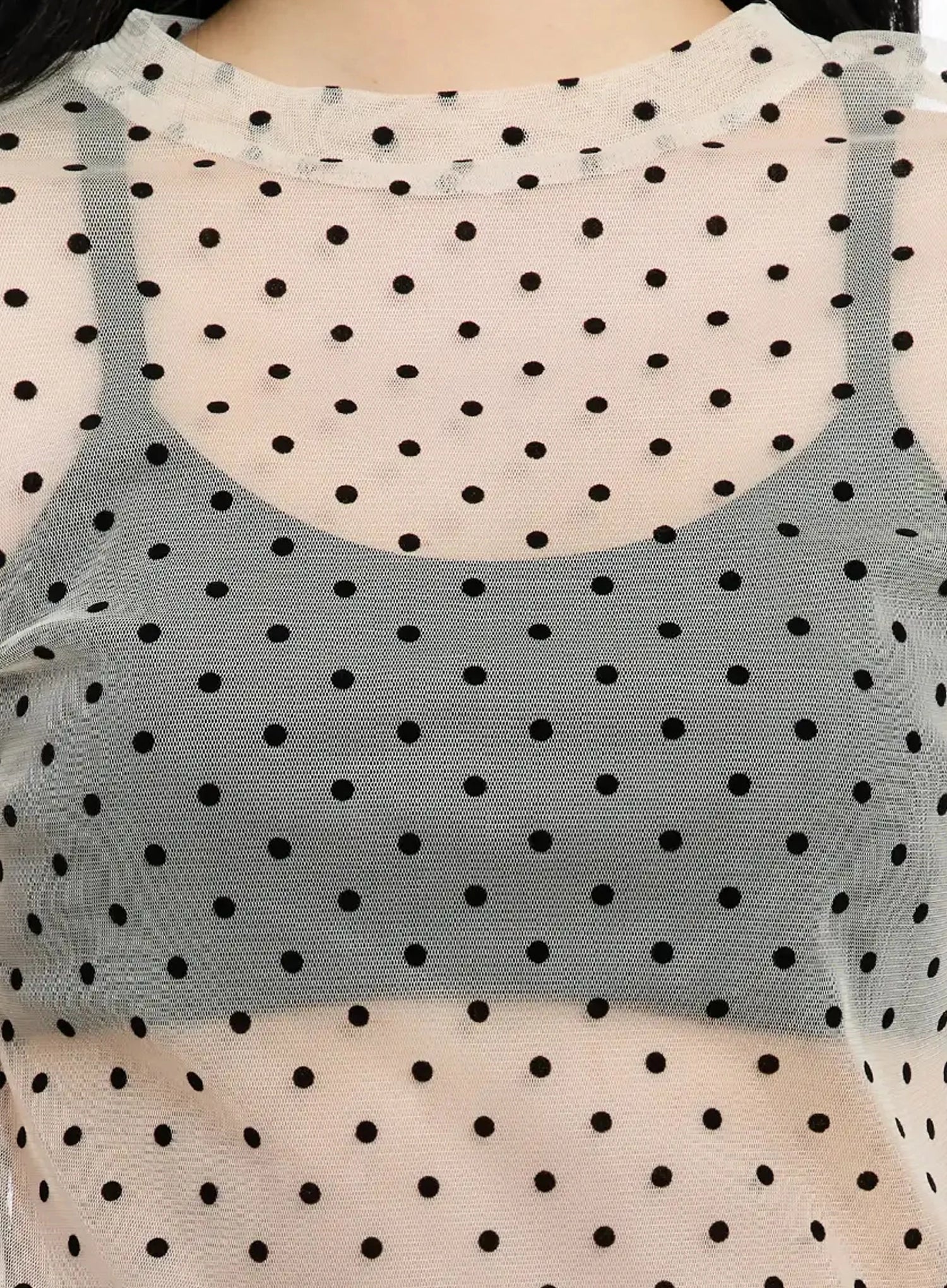 Sheer Polka Dot Long Sleeve Top IM519 - Image 4