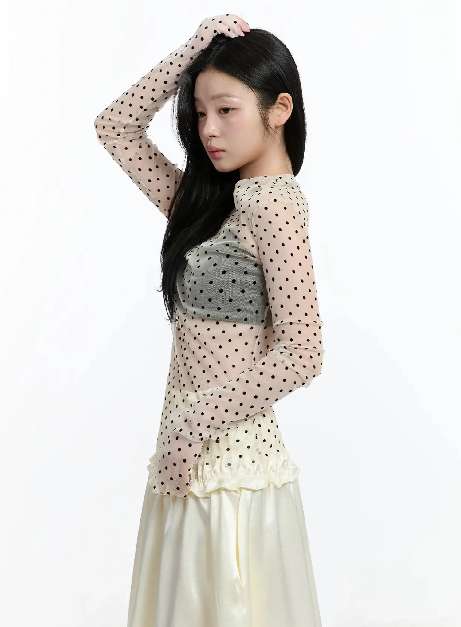 Sheer Polka Dot Long Sleeve Top IM519 - Image 8
