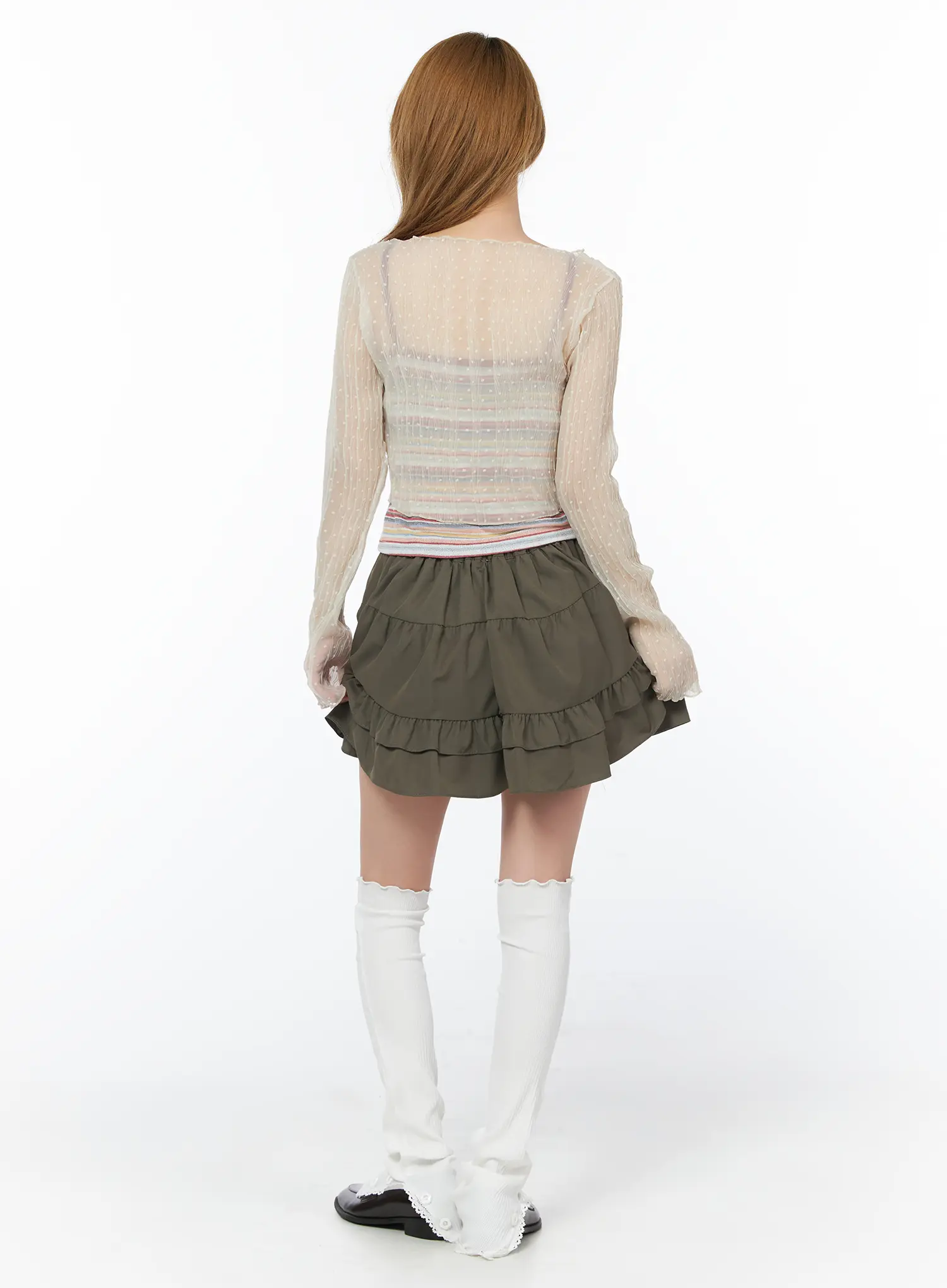 Sheer Polka Dot V-Neck Cardigan CY505 - Image 5