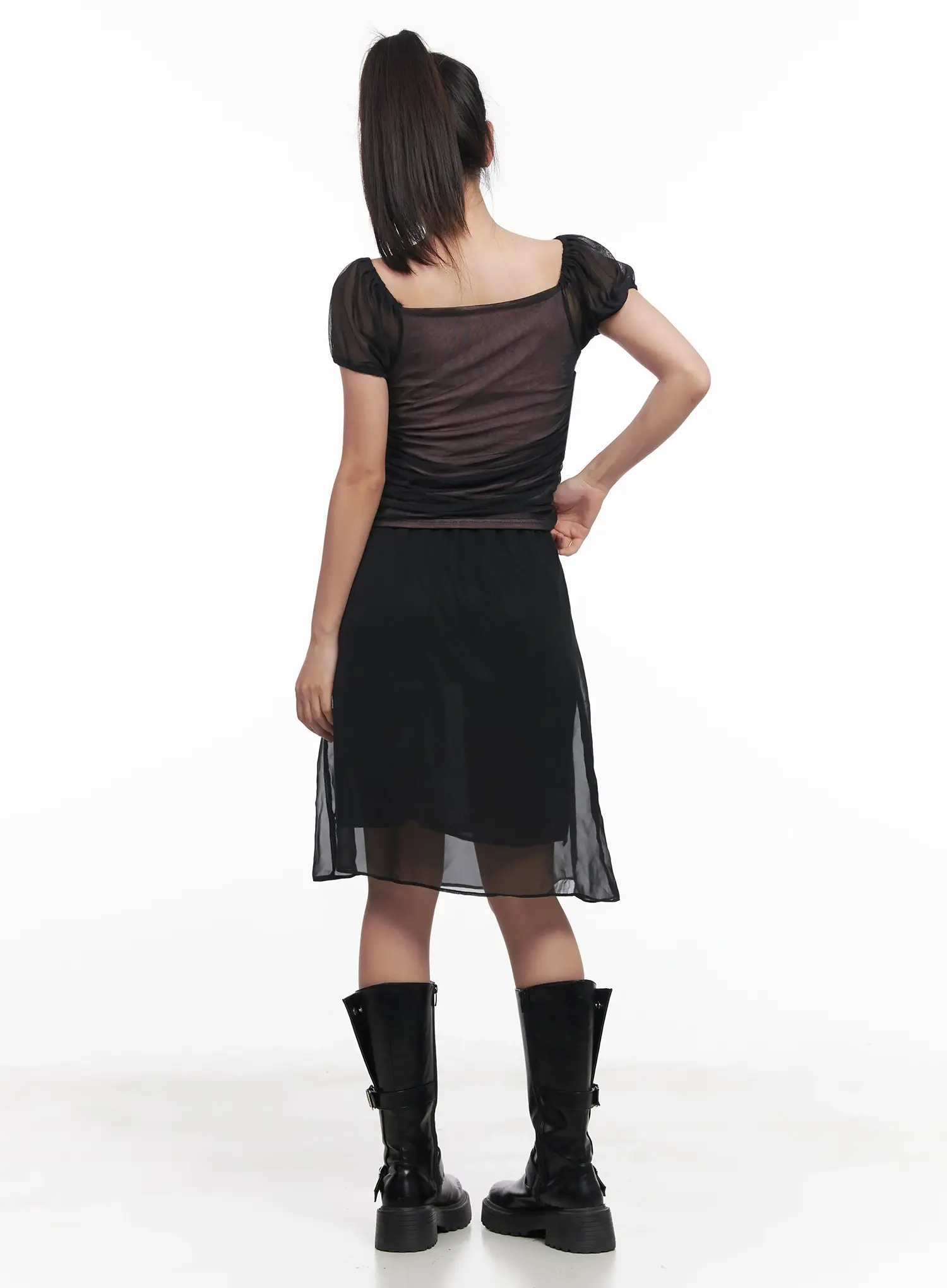 Sheer Puff-Sleeve Crop Top IU509 - Image 13