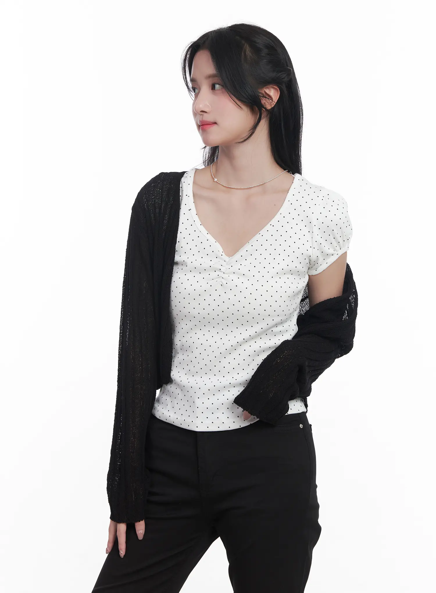 Sheer Ribbed Cardigan CU525 - Image 11