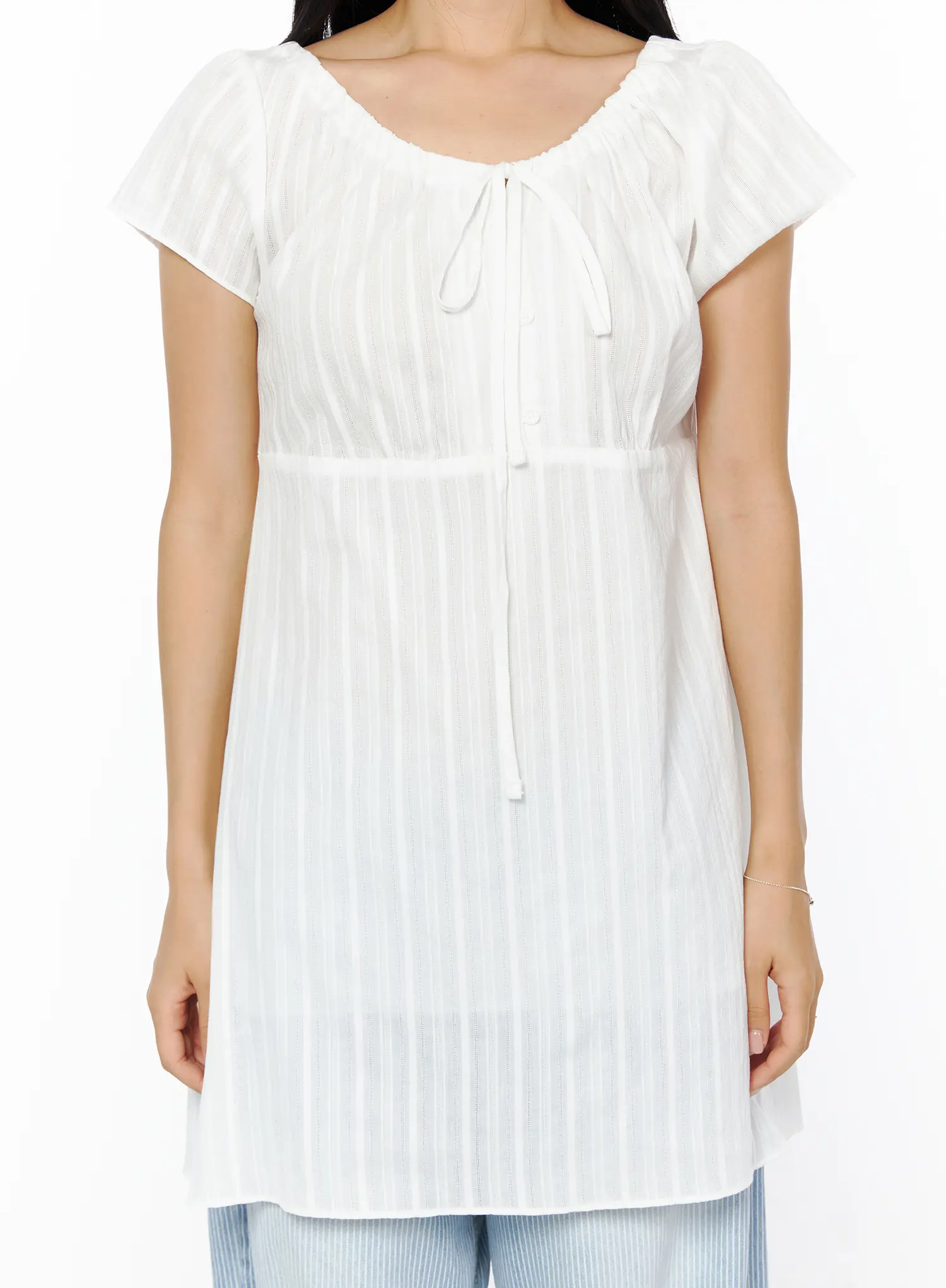 Sheer Ribbon Mini Dress CU512 - Image 6