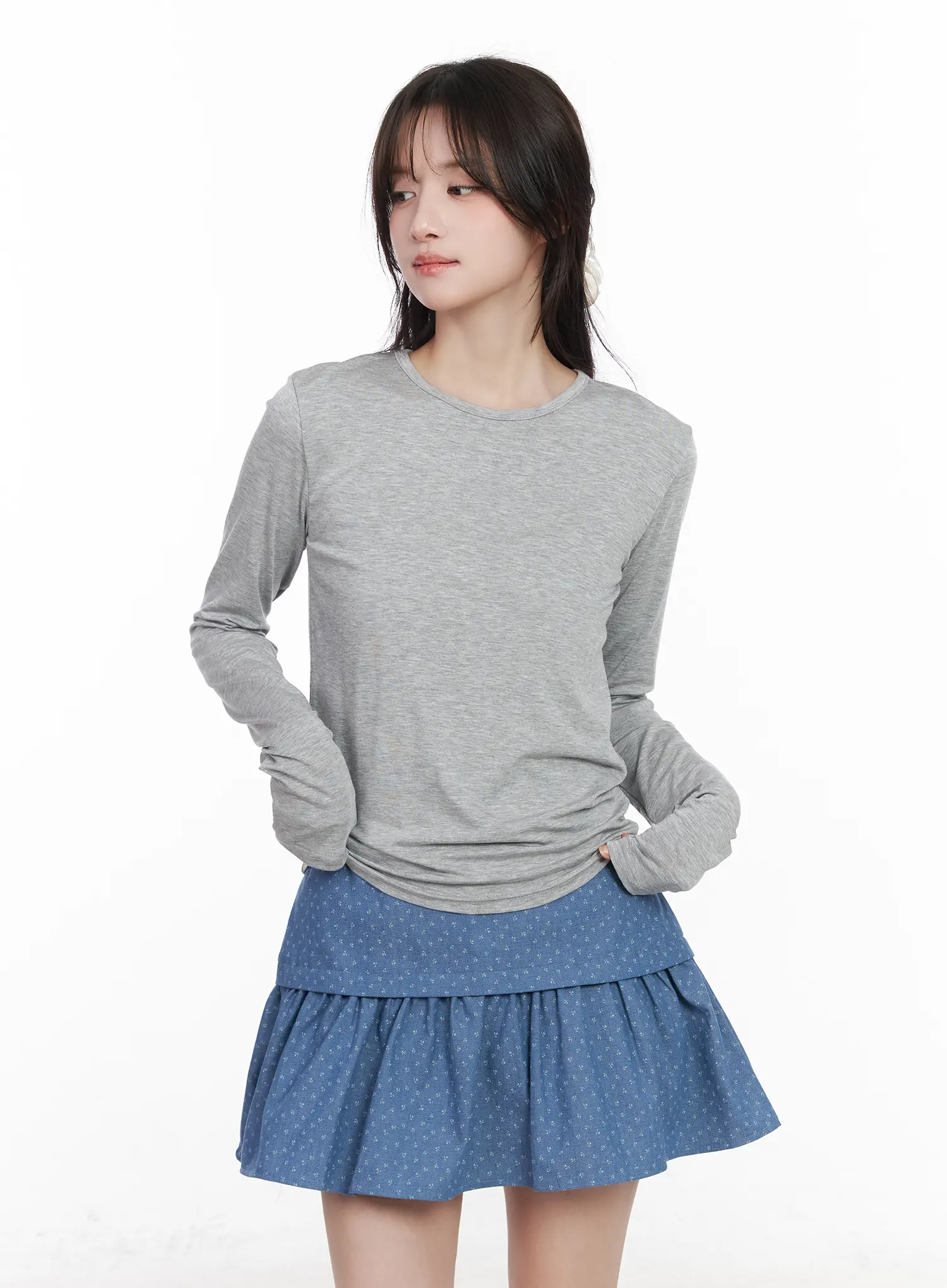 Sheer Round Neck Long Sleeve Top CM527 - Image 11