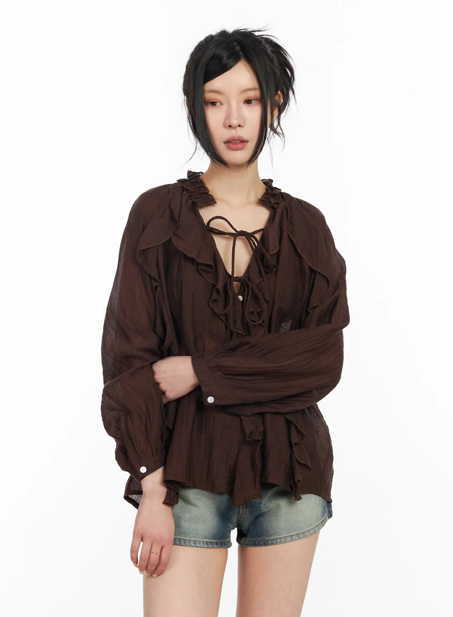 Sheer Ruffle Blouse CM517 - Image 2