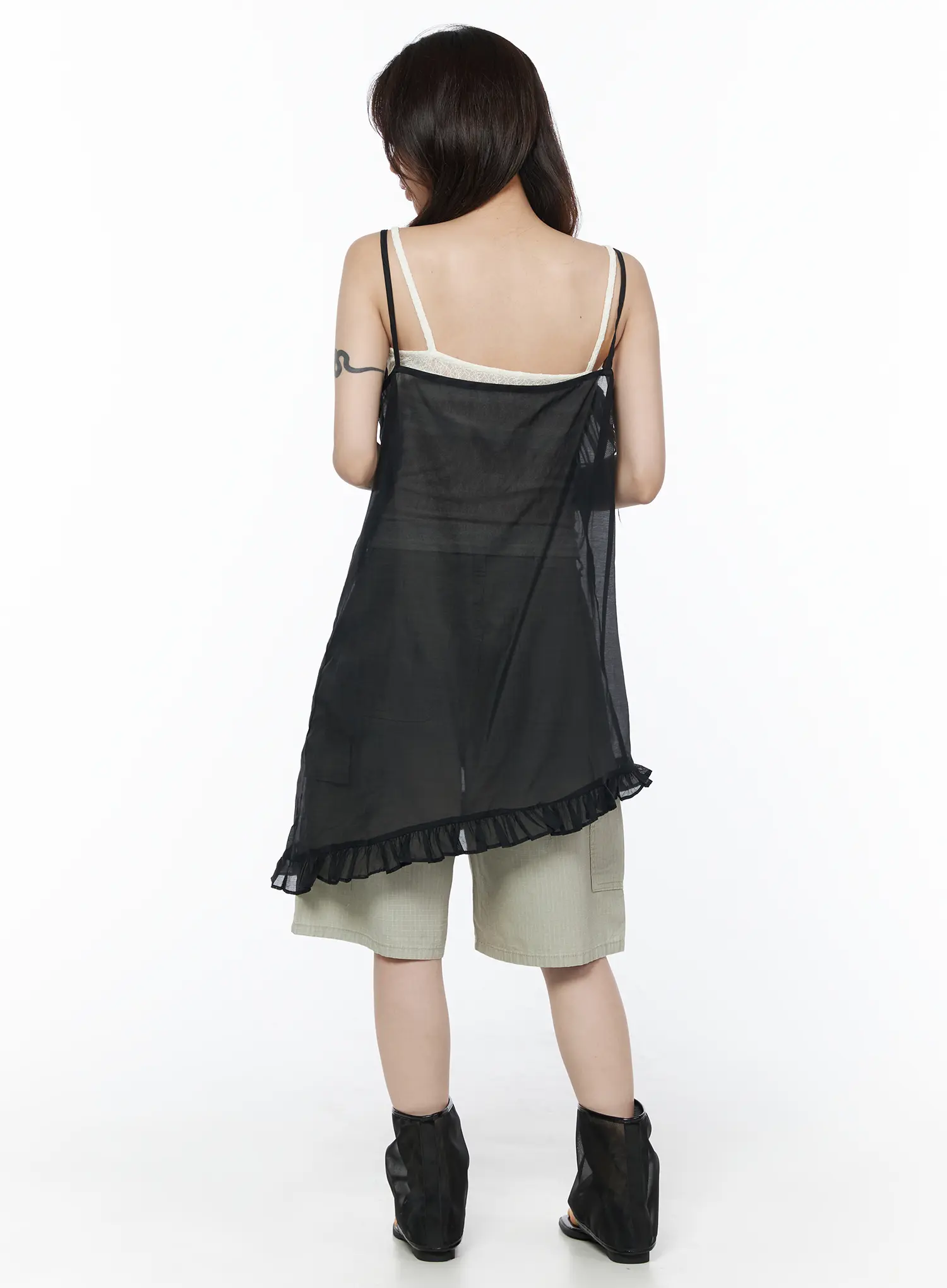 Sheer Ruffle Trim Midi Dress CU504 - Image 5