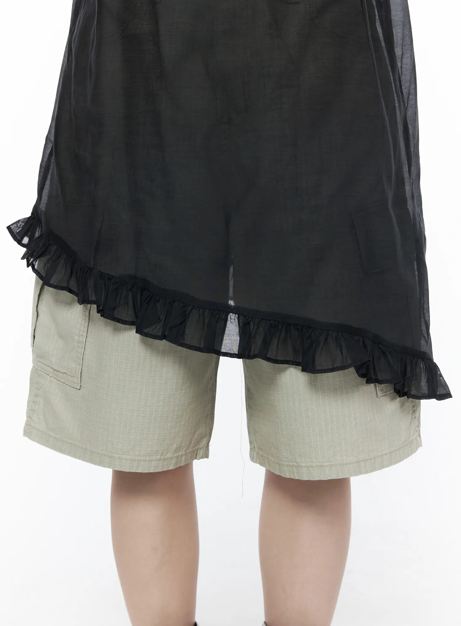 Sheer Ruffle Trim Midi Dress CU504 - Image 8