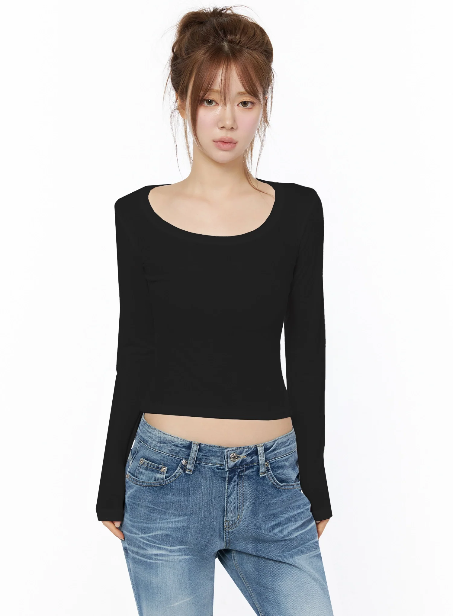 Sheer Slim Fit Long Sleeve Top IU525 - Image 13