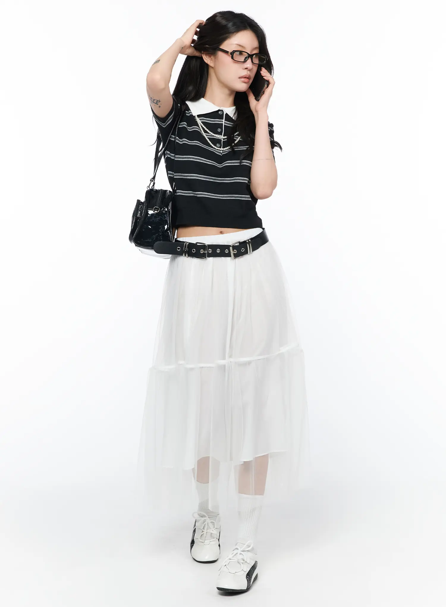 Sheer Tiered Tulle Maxi Skirt CA527
