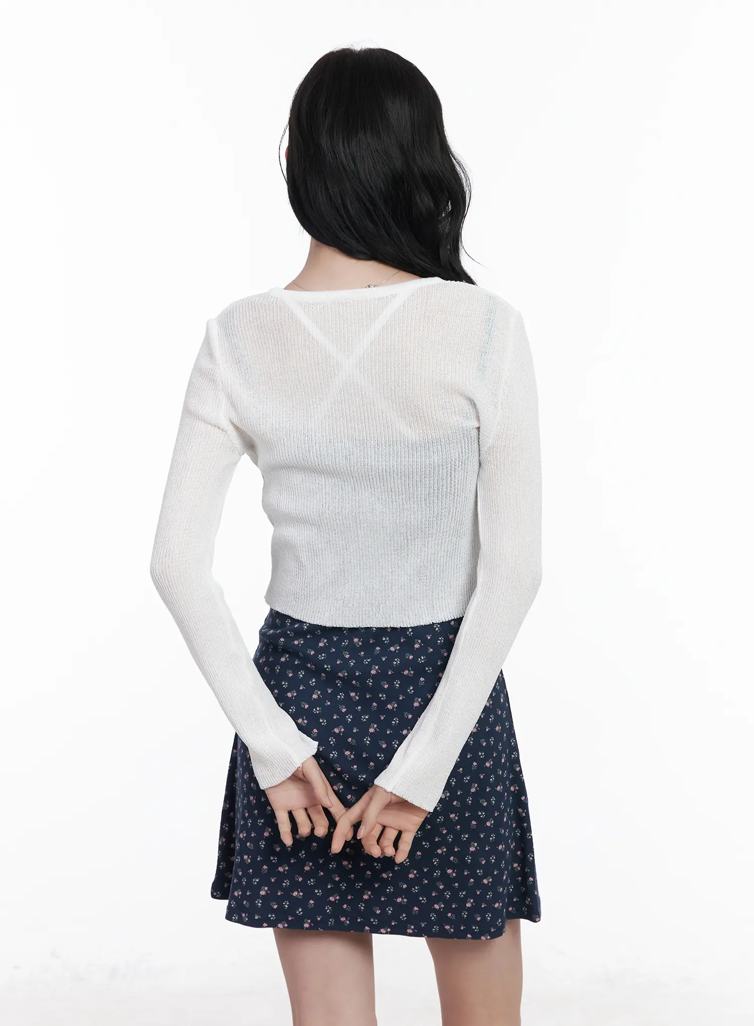Sheer Two-Button Cardigan CA509 - Image 10