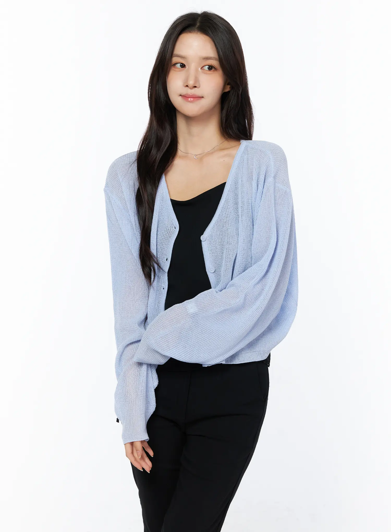 Sheer V-Neck Cardigan CU522