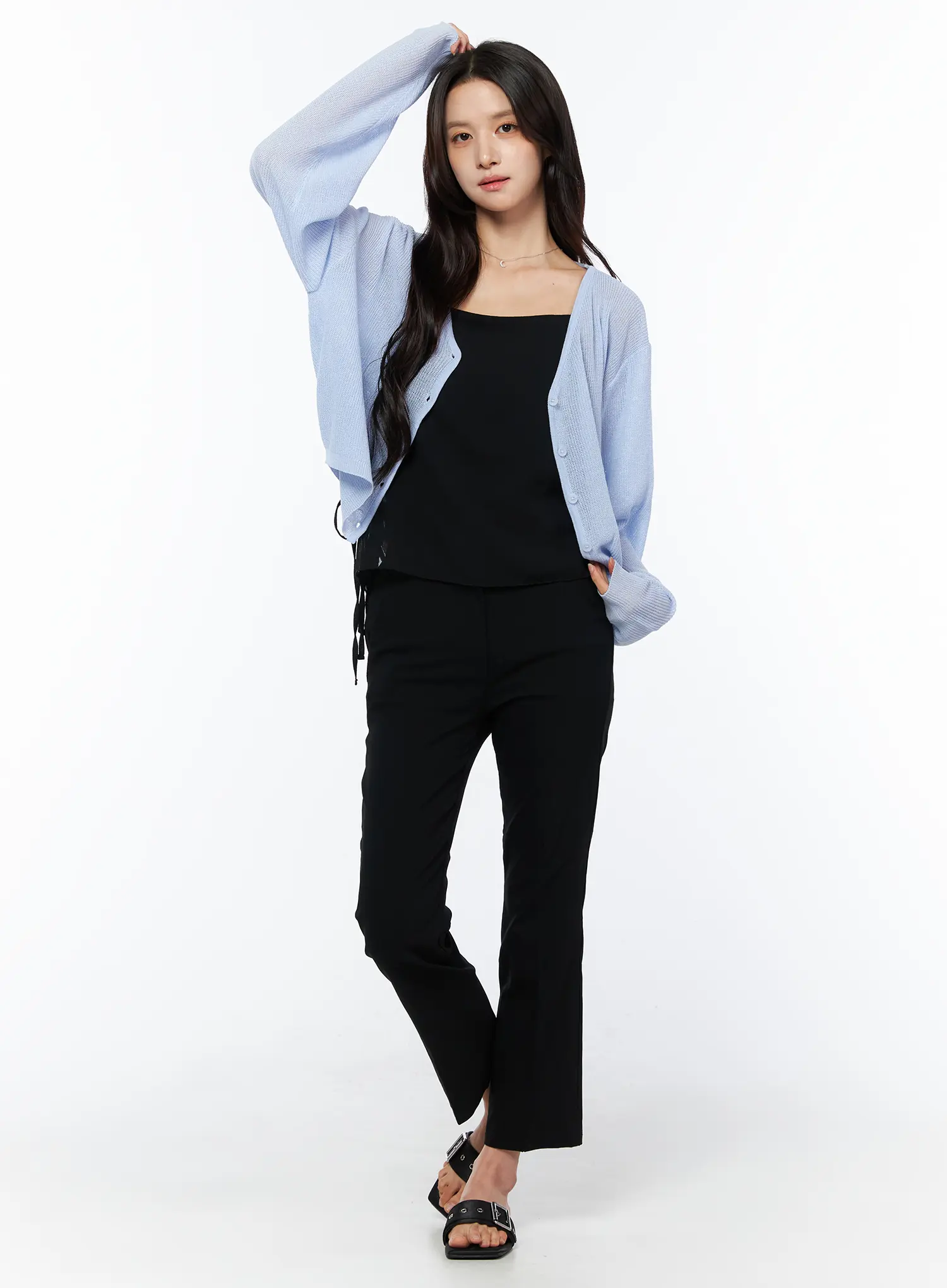 Sheer V-Neck Cardigan CU522 - Image 3