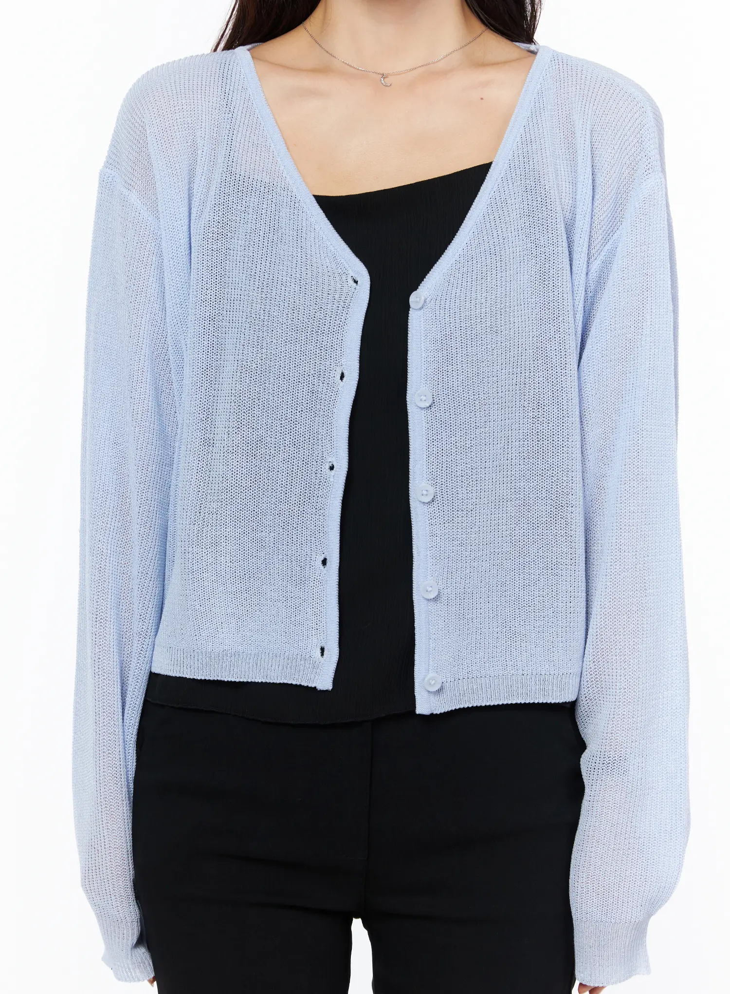 Sheer V-Neck Cardigan CU522 - Image 4