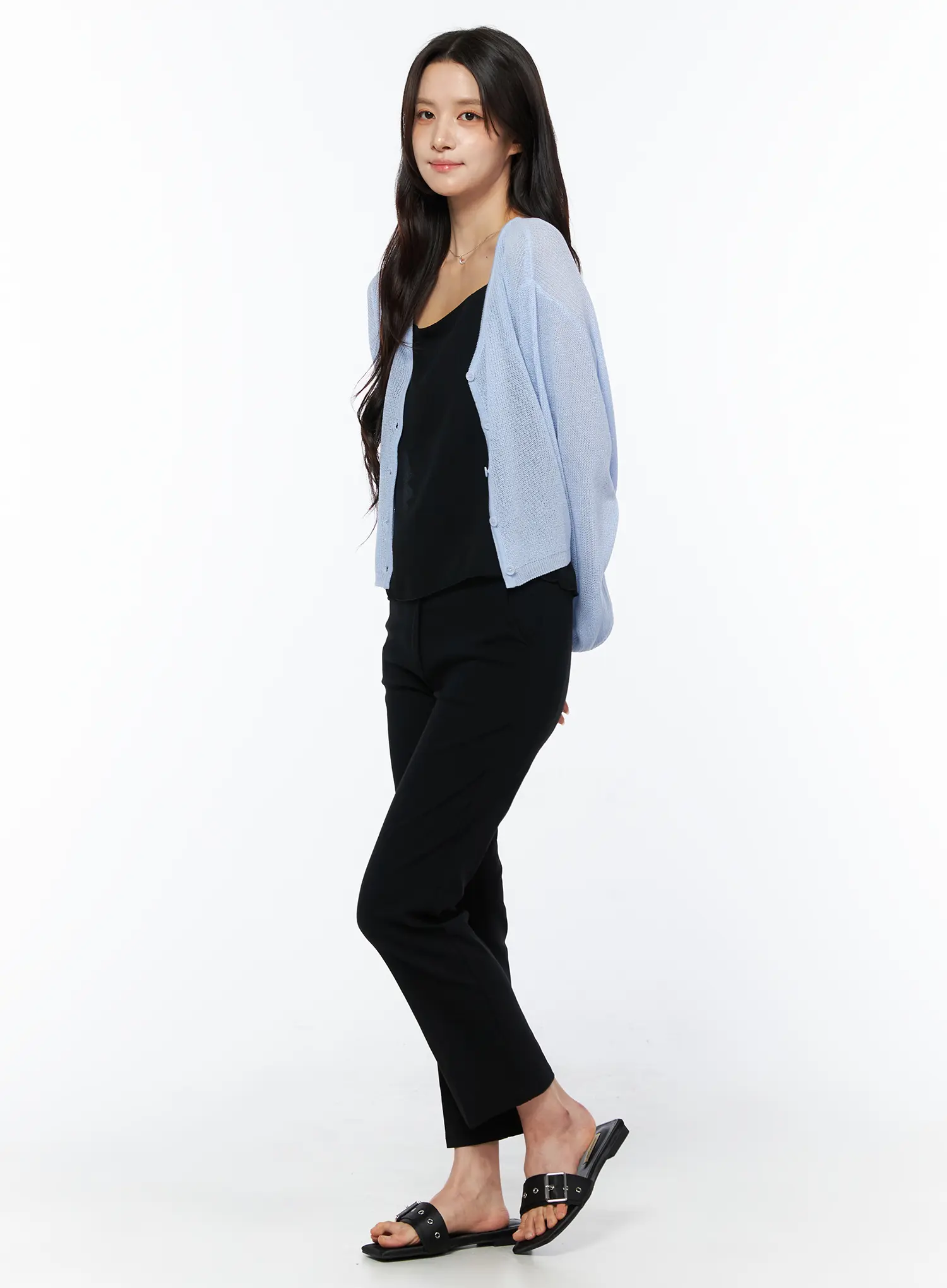 Sheer V-Neck Cardigan CU522 - Image 7