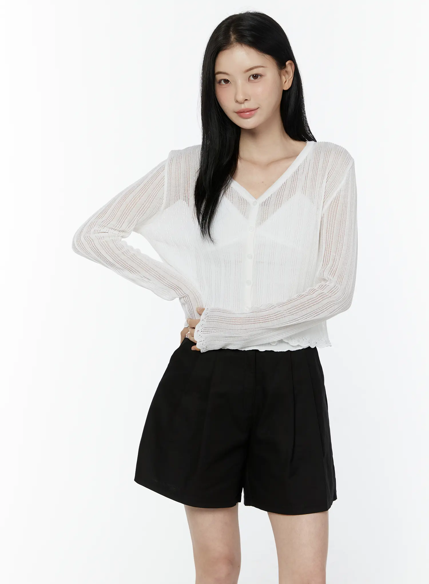 Sheer V-Neck Cardigan IU505 - Image 10