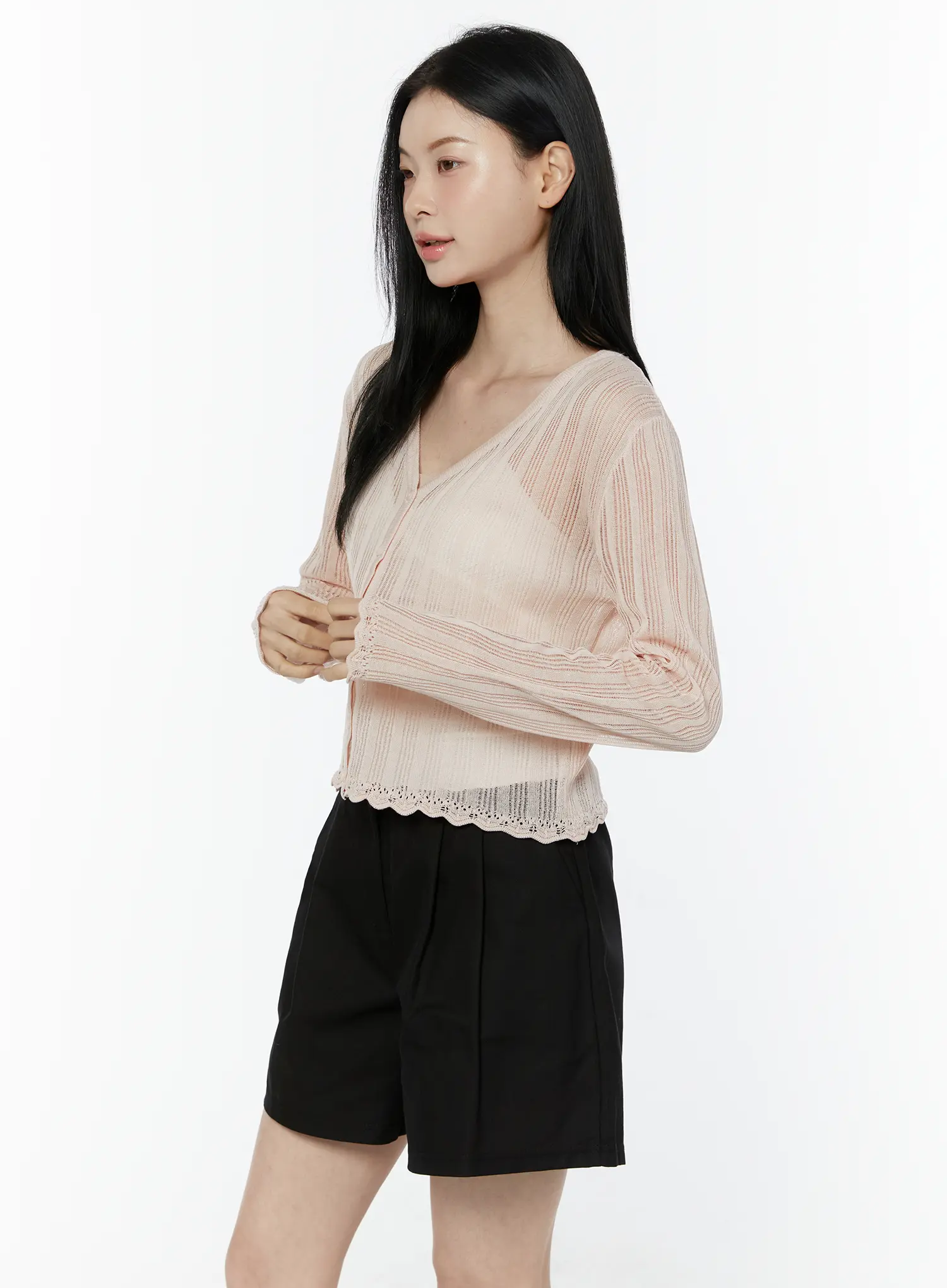 Sheer V-Neck Cardigan IU505 - Image 11