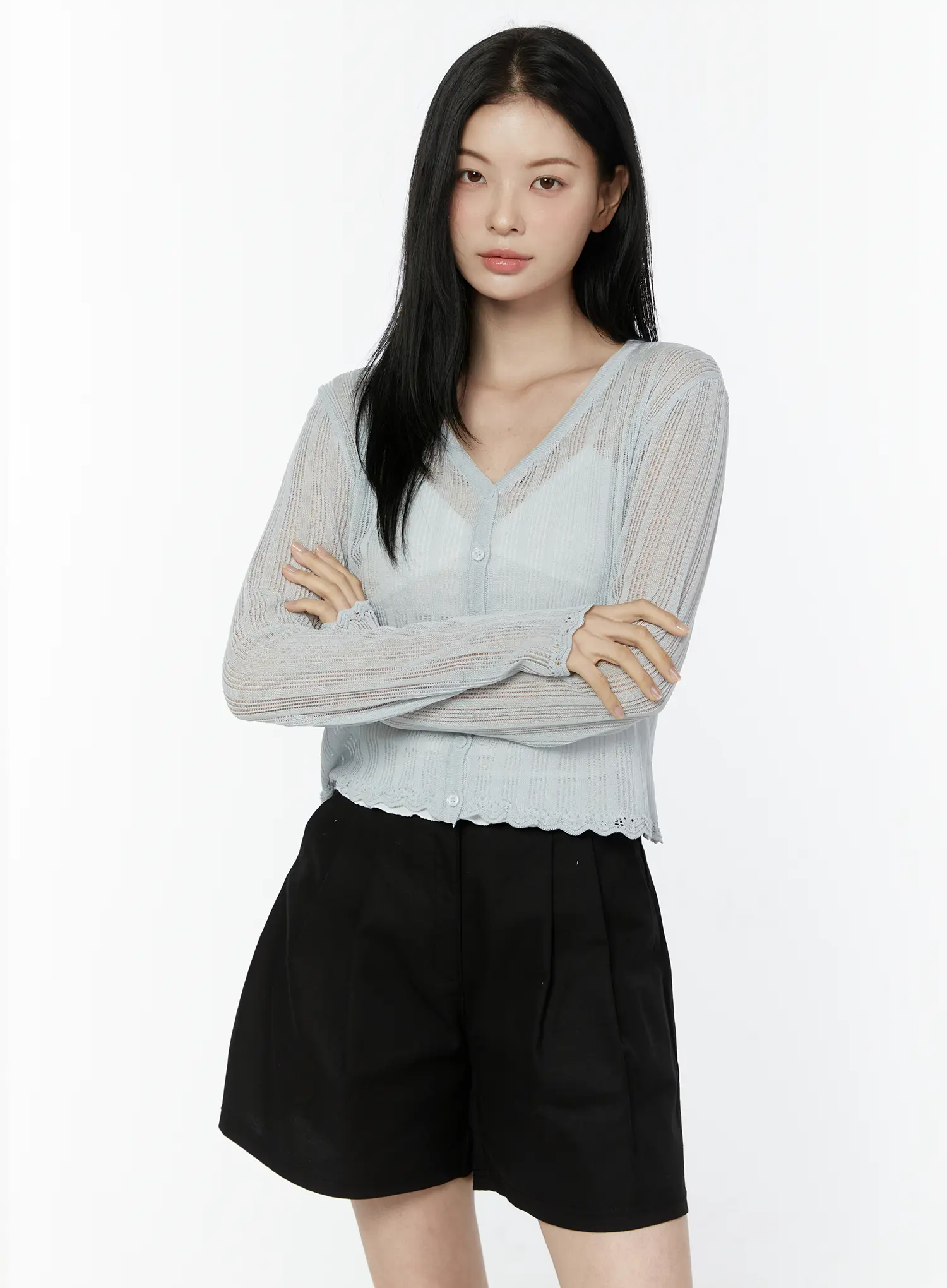 Sheer V-Neck Cardigan IU505 - Image 12