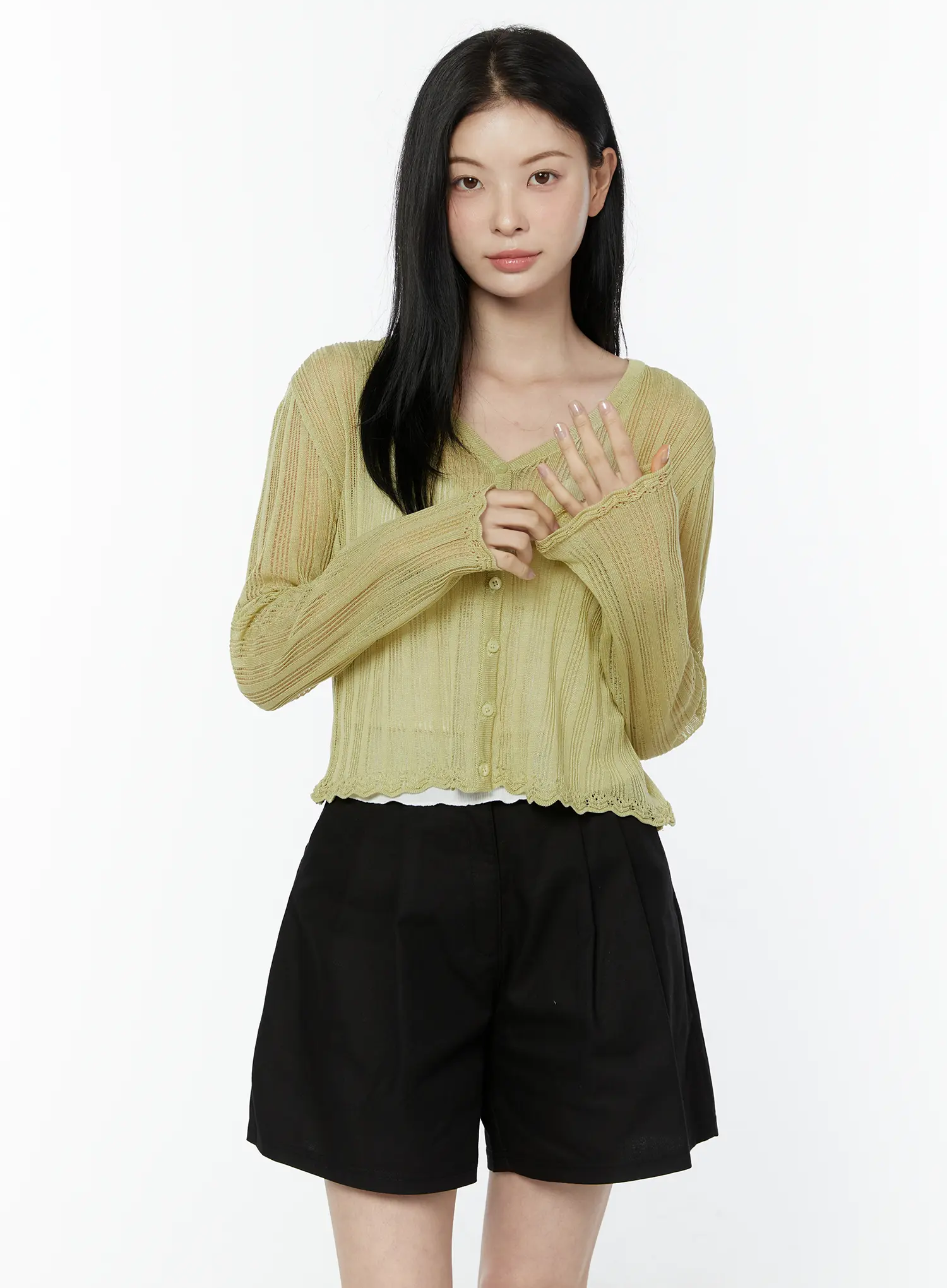 Sheer V-Neck Cardigan IU505 - Image 13