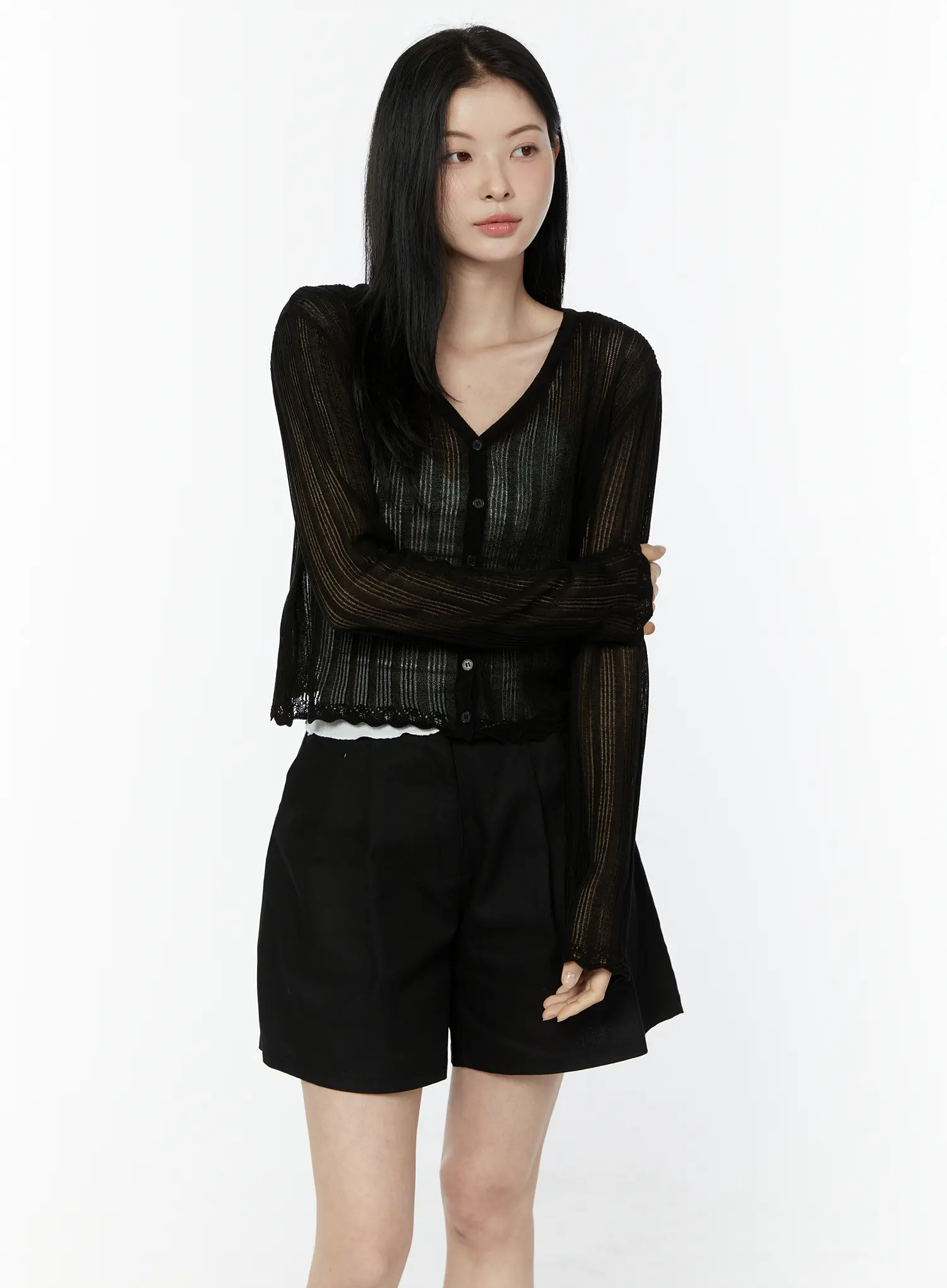 Sheer V-Neck Cardigan IU505 - Image 14