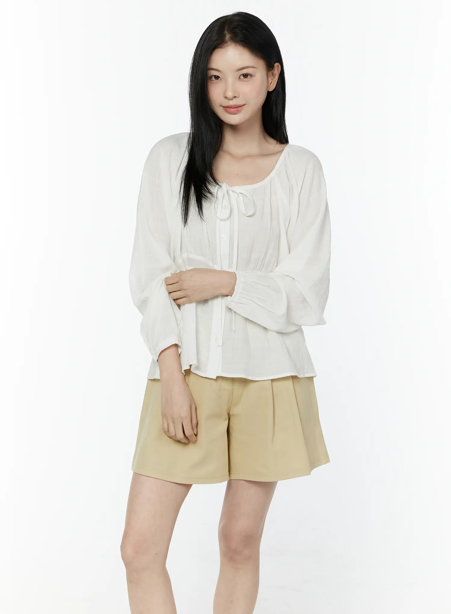 Shirred Balloon Sleeve Blouse IU505 - Image 10