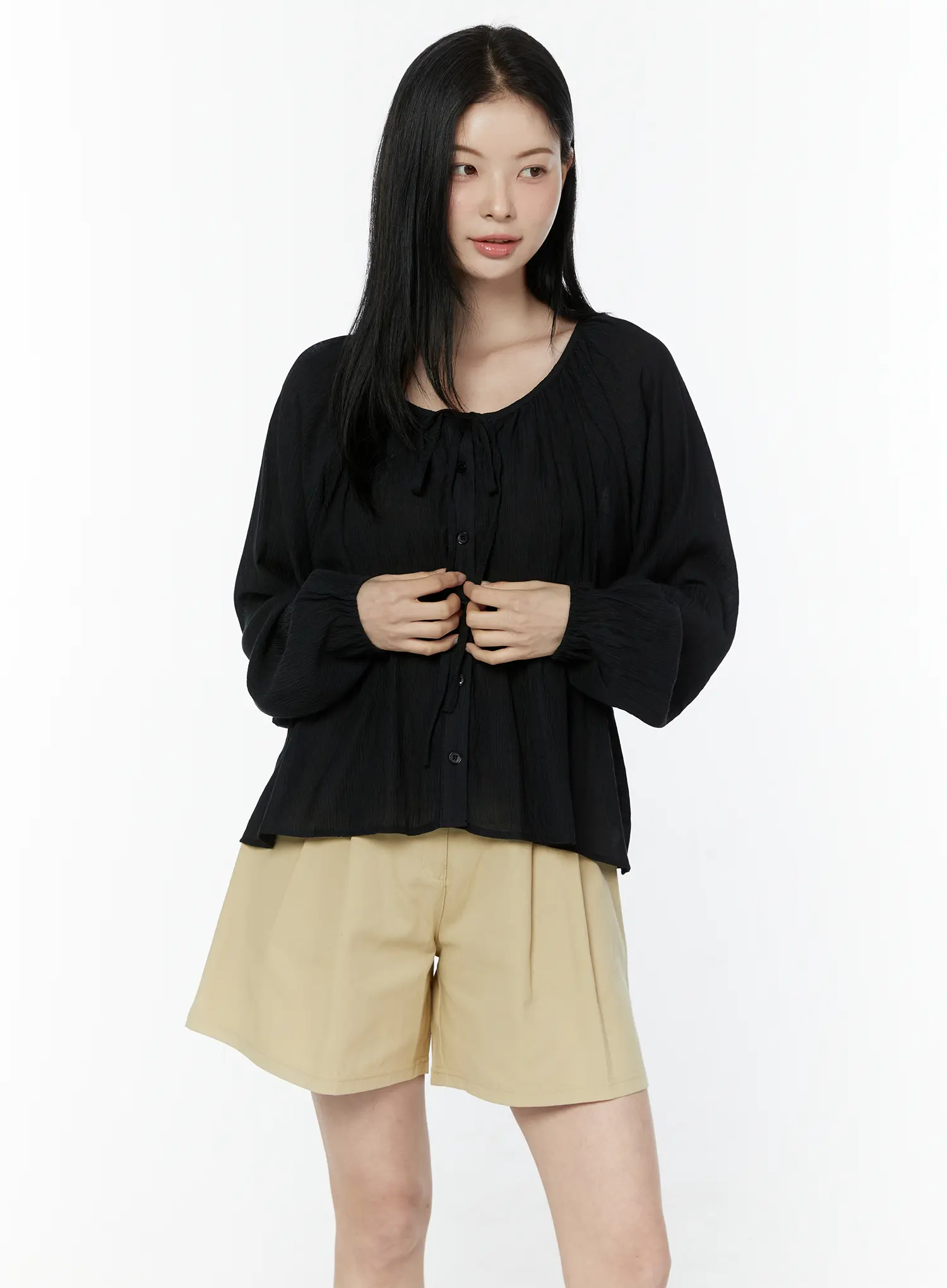 Shirred Balloon Sleeve Blouse IU505 - Image 11
