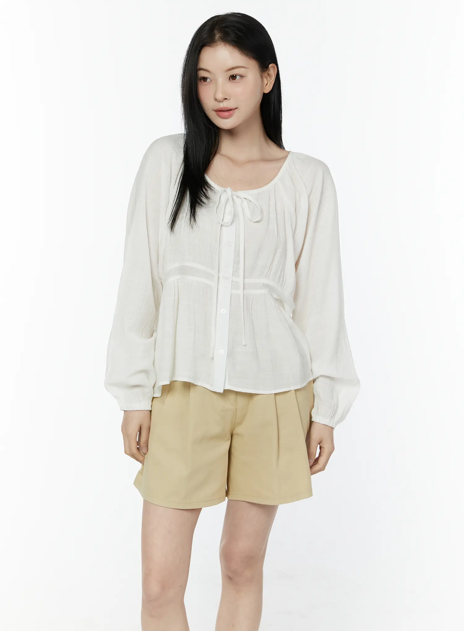 Shirred Balloon Sleeve Blouse IU505 - Image 6